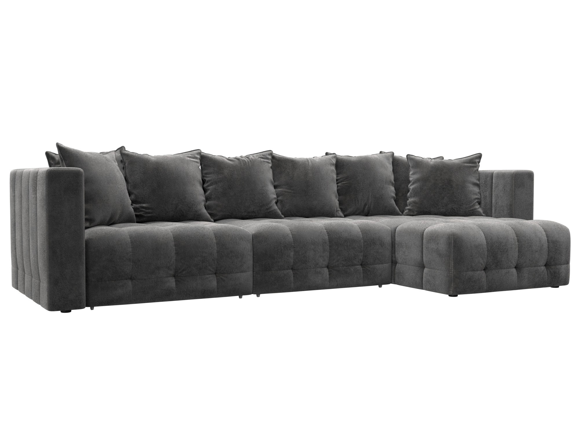 Изображение товара Угловой диван Лига-052 НПБ Лонг с механизмом Еврокнижка из велюра 322x90x160 см серый