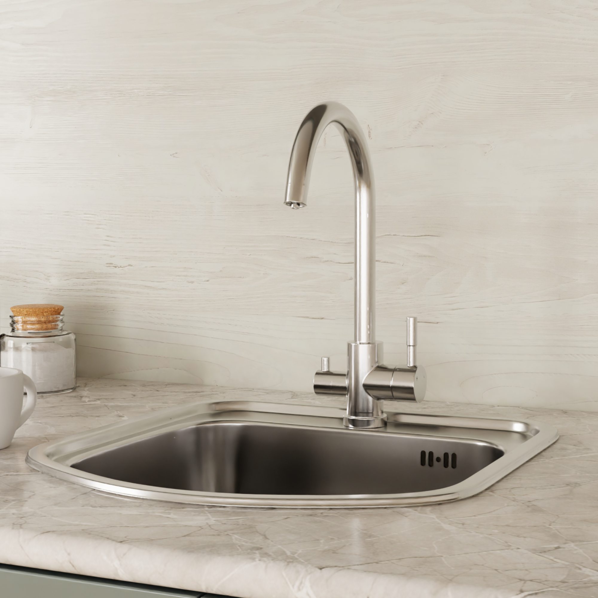 Изображение товара Смеситель для кухни Haiba HB76819 с поворотным изливом и сатинированным покрытием