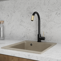 Изображение товара Смеситель для кухни Vidage общая высота 37.3 см цвет черный/золотой