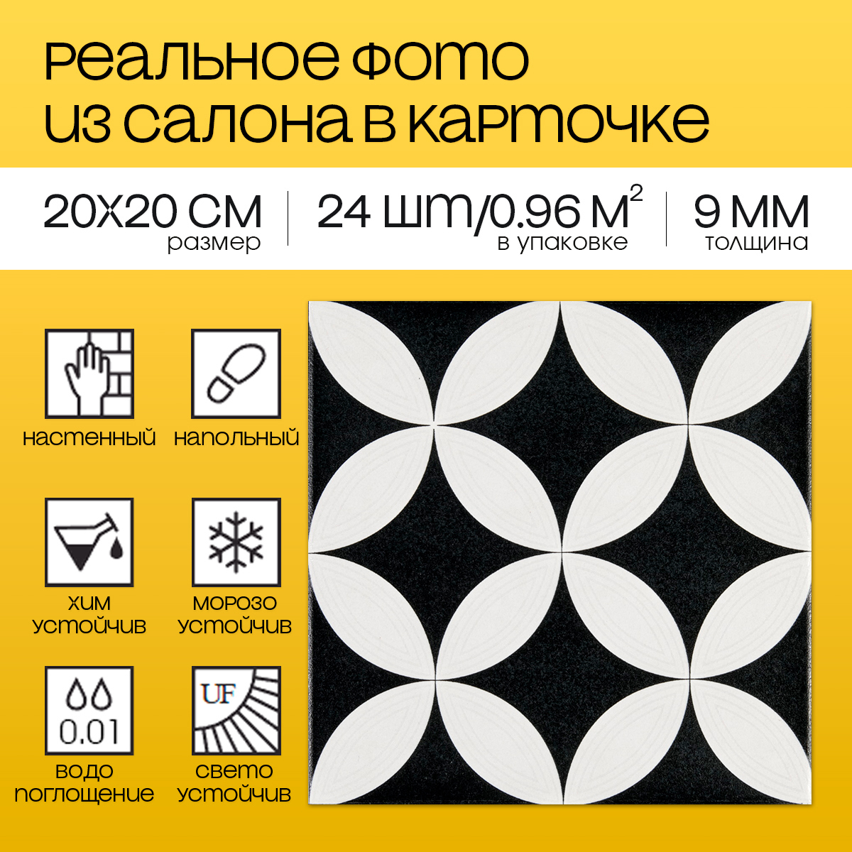 Изображение товара Керамогранит Motto Levels N100072 20x20 см черный мата для пола и стен Изображение товара Керамогранит Motto Levels N100072 20x20 см черный мата для пола и стен