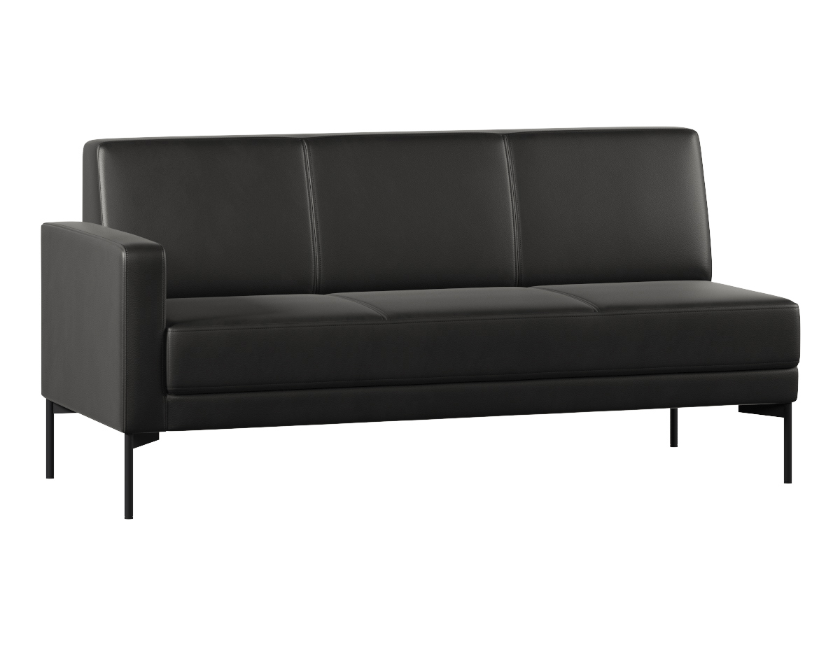 Изображение товара Диван модульный Проектика Статус 3 места с эко-кожей черный