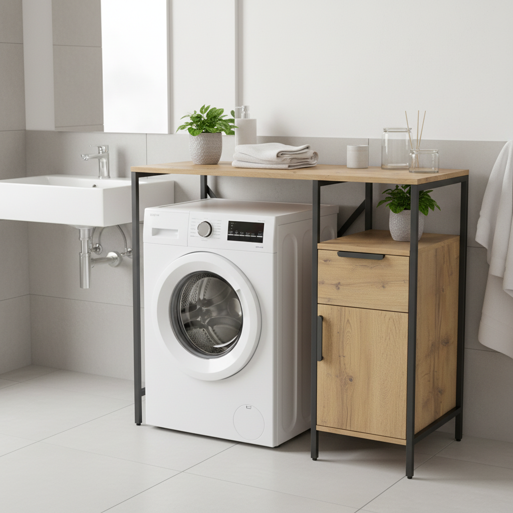 Изображение товара Стеллаж-шкаф для стиральной машины Grostat Linne loft 98x45x91.1 см дуб вотан