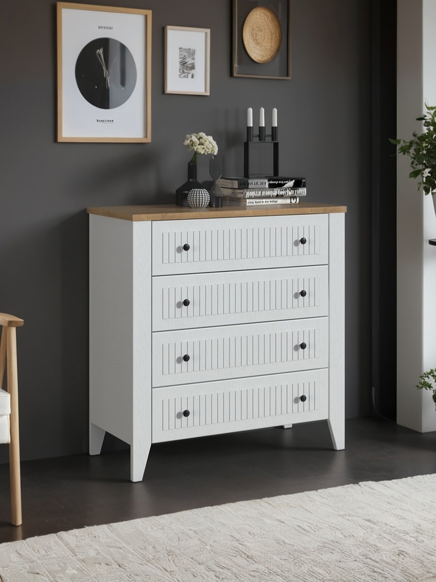 Изображение товара Комод Столплит Монтана SB-3545 Белый Альпийский, Дуб Гамильтон/МДФ Дуб Белый