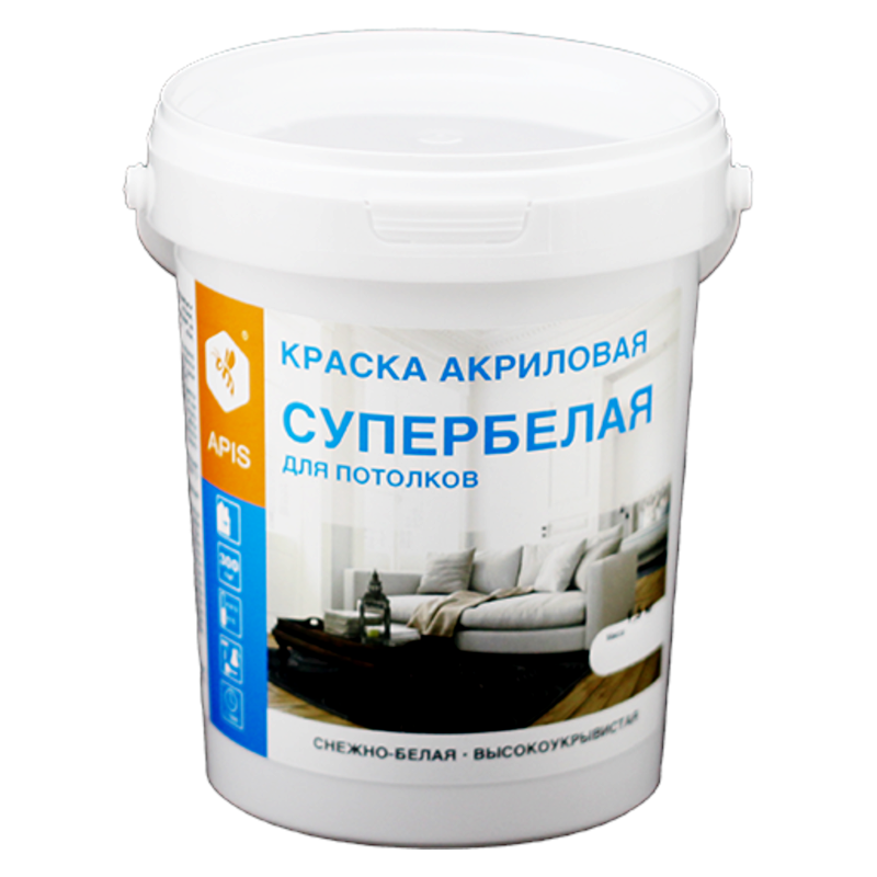 Изображение товара Краска для потолков Apis супербелая 1.3 кг Изображение товара Краска для потолков Apis супербелая 1.3 кг