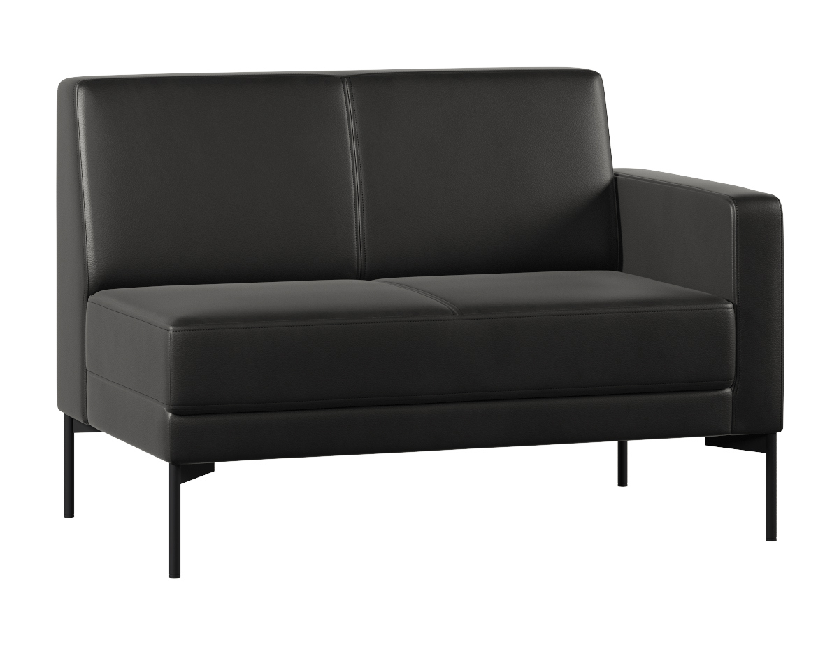 Изображение товара Диван модульный ПРОЕКТИКА Статус (2 места, черный) Эко-кожа