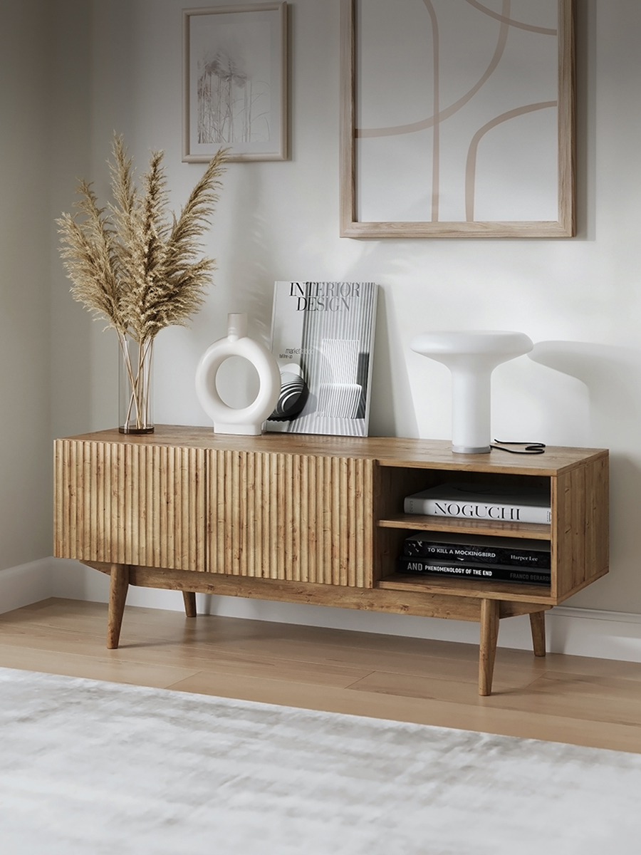 Изображение товара Тумба под телевизор PUZZLEMEBEL Келли1150 Светло-Коричневый 120x47x35 см