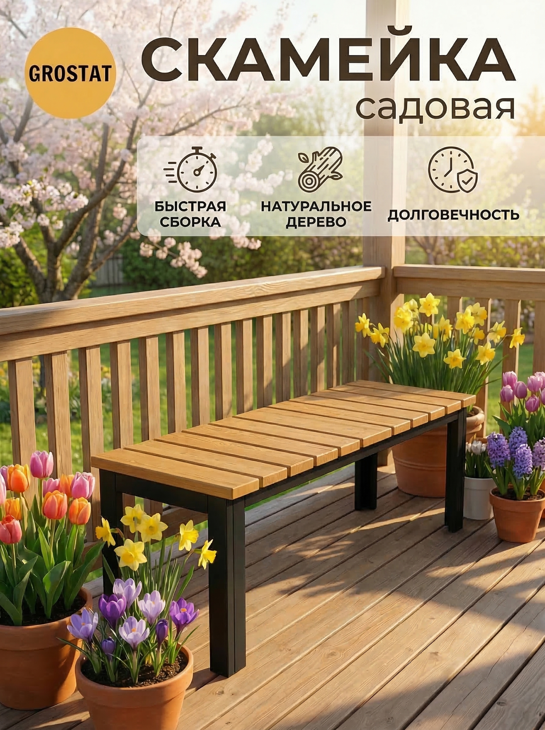 Изображение товара Садовая скамейка Grostat VALENSIA 109 см сталь жёлтый/золотой
