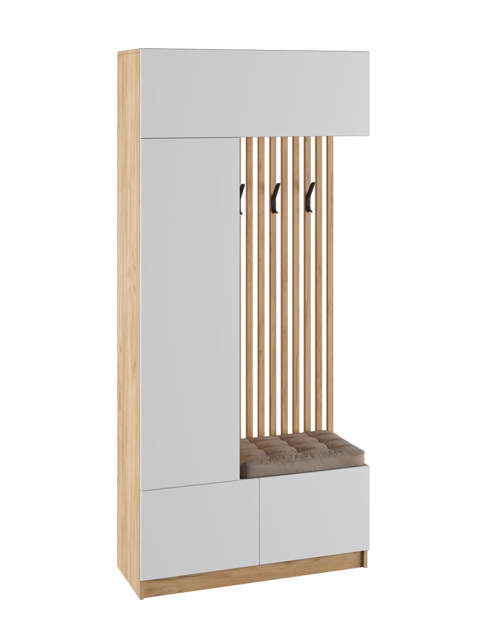 Изображение товара Комплект мебели для прихожей Сева 100x220x40 см ЛДСП цвет белый/дуб крафт