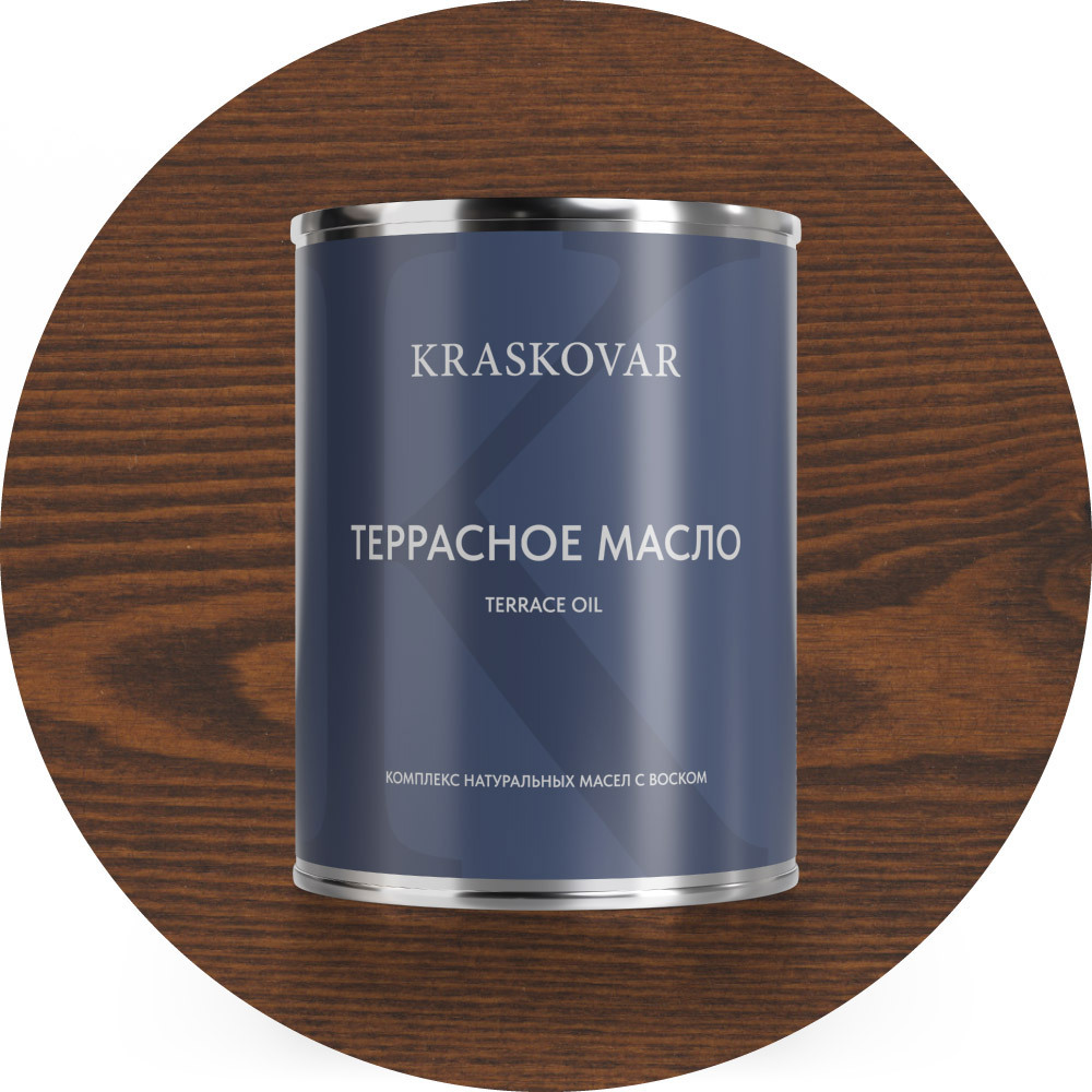 Изображение товара Масло для террас Kraskovar миндаль 0.75л — защита и подчеркивание натуральной текстуры дерева