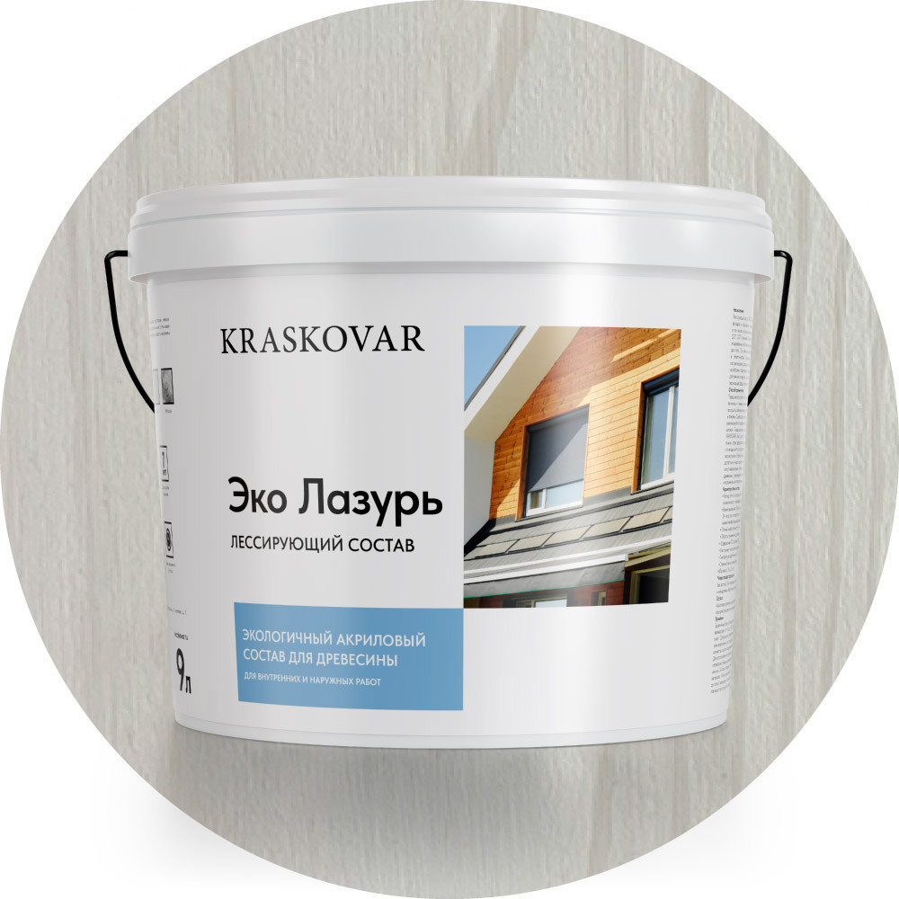 Изображение товара Пропитка для древесины Kraskovar Эко Лазурь цвет белый 9л