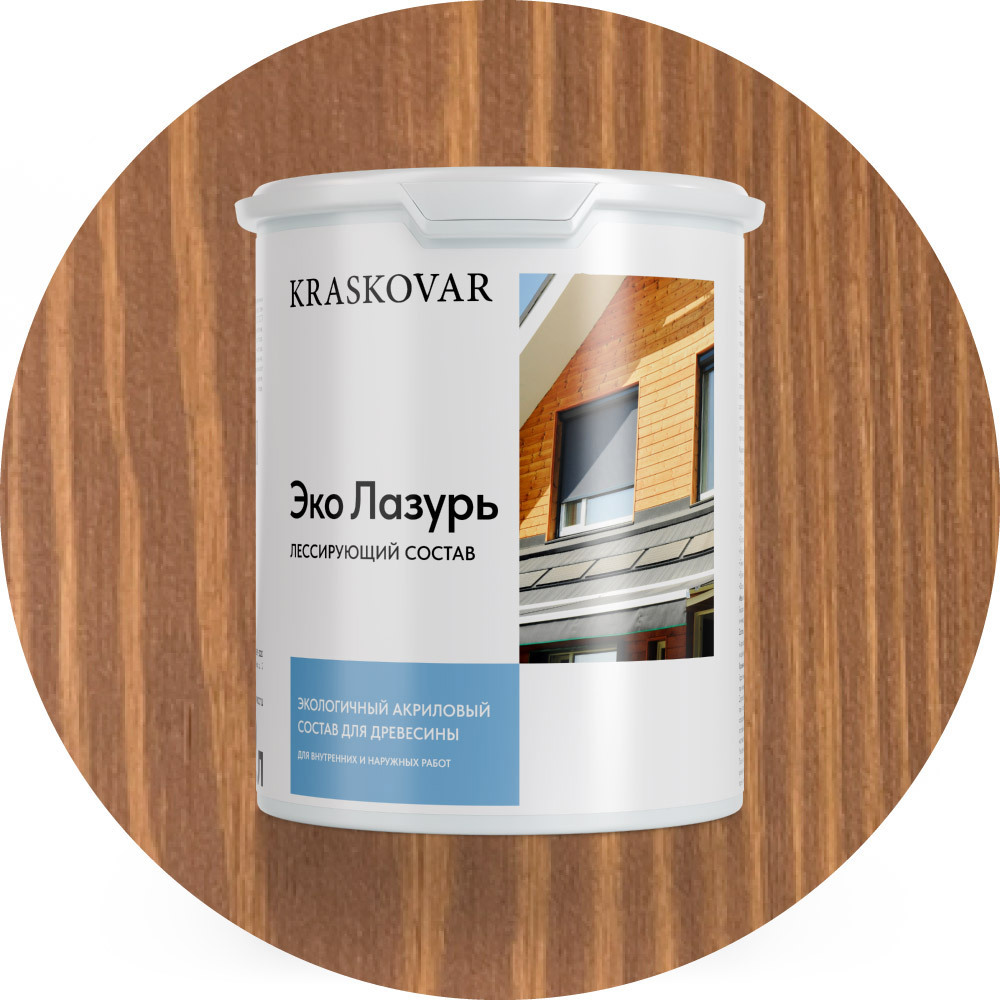 Изображение товара Пропитка для древесины Kraskovar Эко Лазурь цвет красное дерево 2л