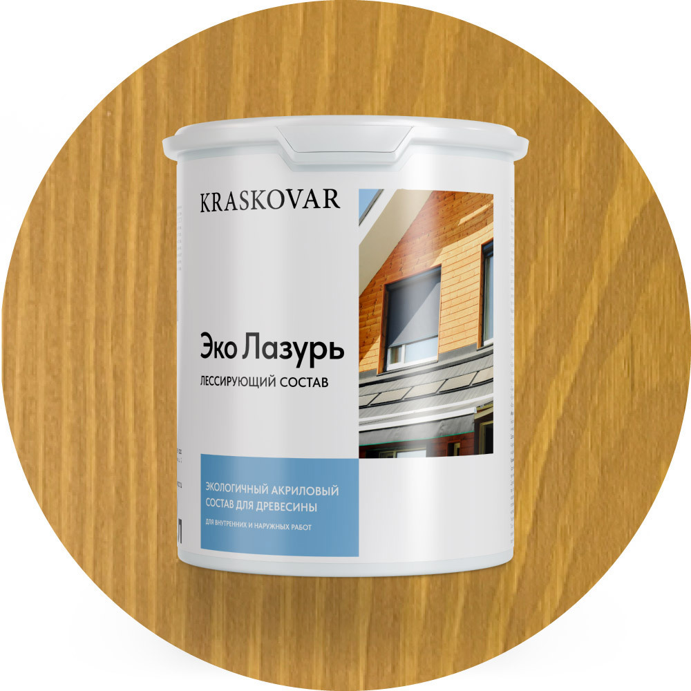 Изображение товара Пропитка для древесины Kraskovar Эко Лазурь цвет золотой дуб 2л