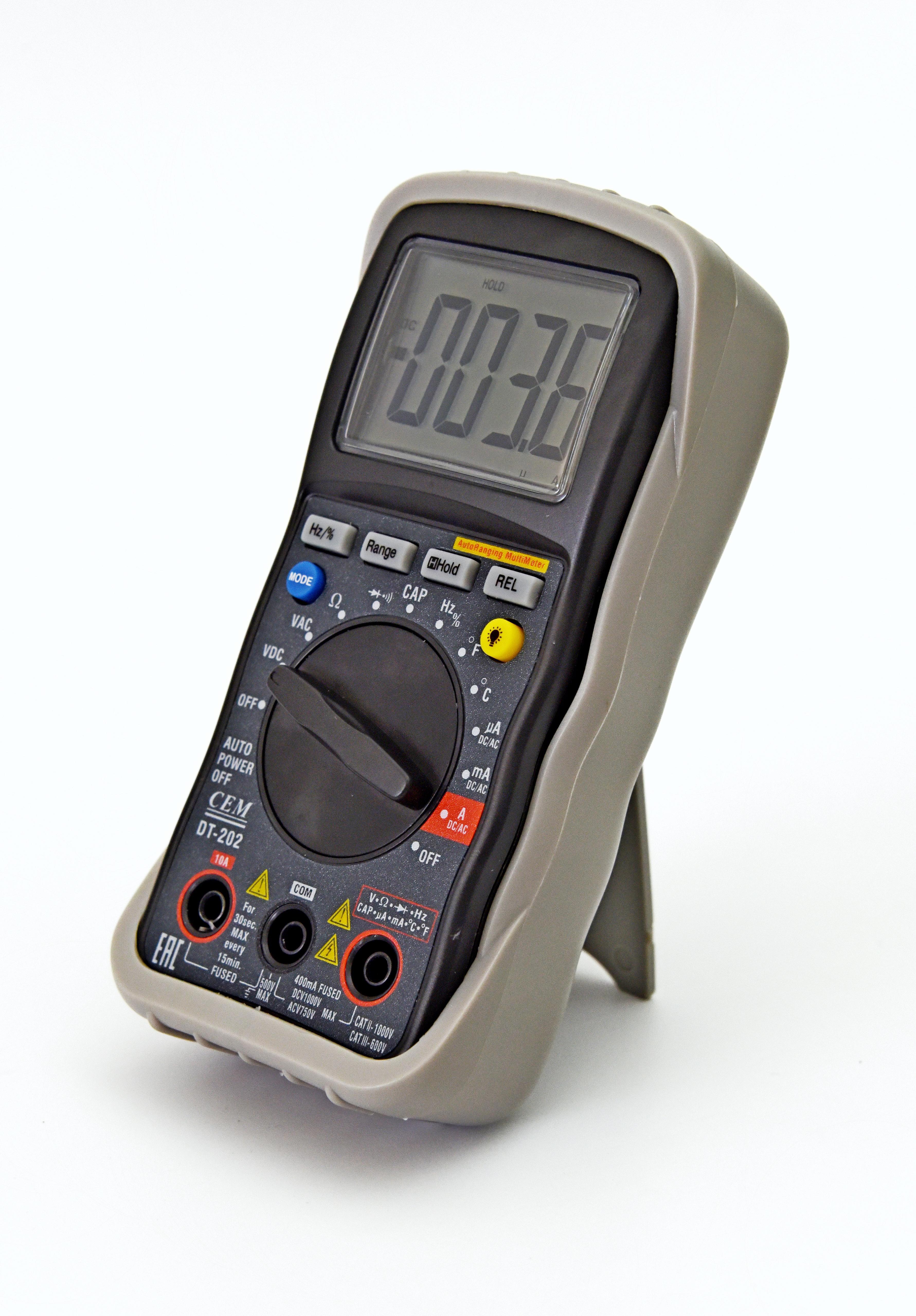 Изображение товара Цифровой мультиметр Cem DT-202 с подсветкой и защитой Изображение товара Цифровой мультиметр Cem DT-202 с подсветкой и защитой