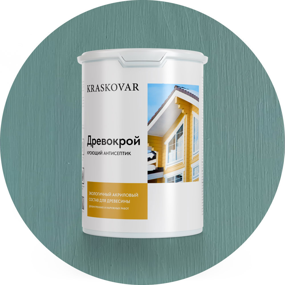 Изображение товара Антисептик кроющий Kraskovar Древокрой цвет RAL 6027 синий 0.9л