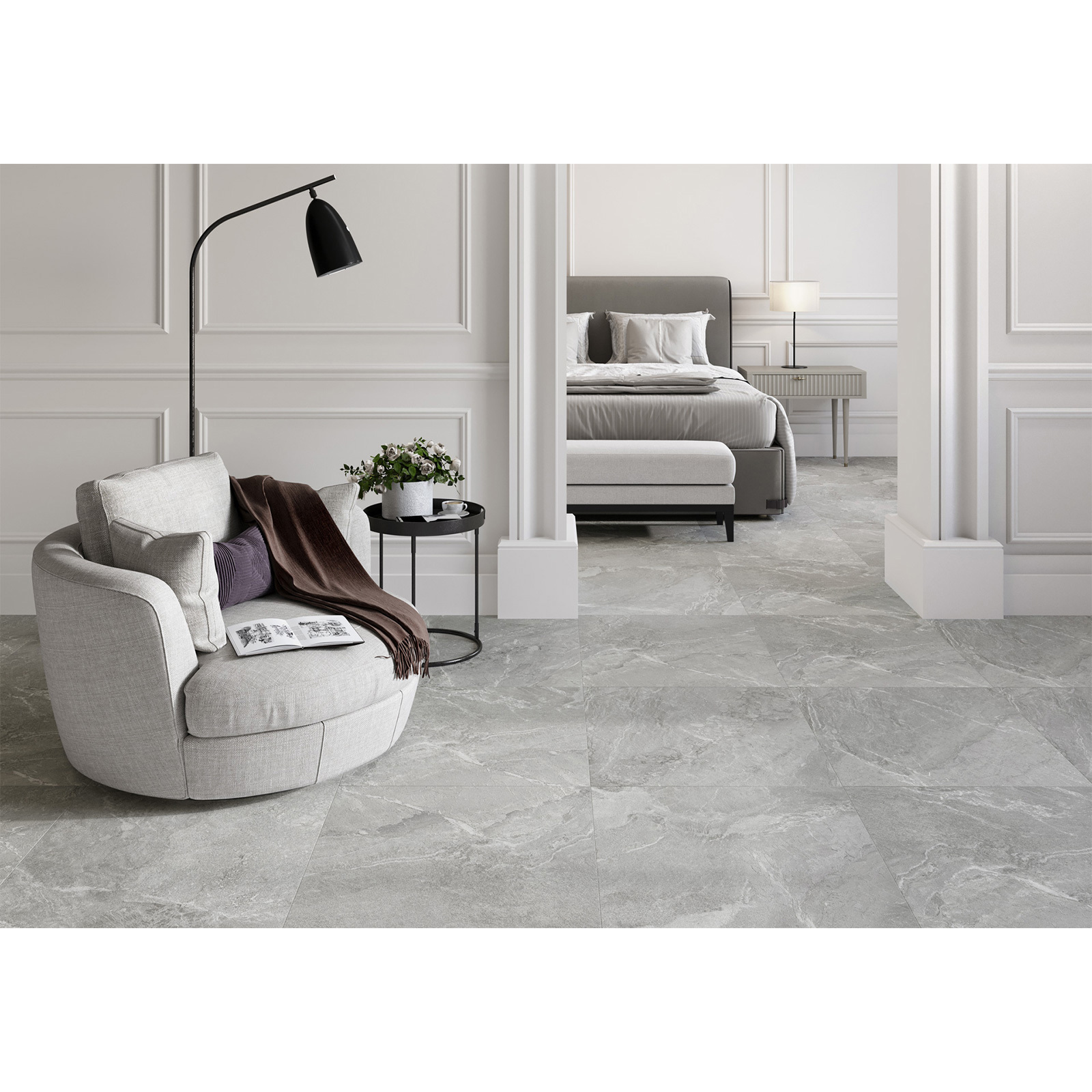 Изображение товара Глазурованный керамогранит Alma Ceramica Cassiopeia 60x60 см 1.8 м² матовый цвет серый