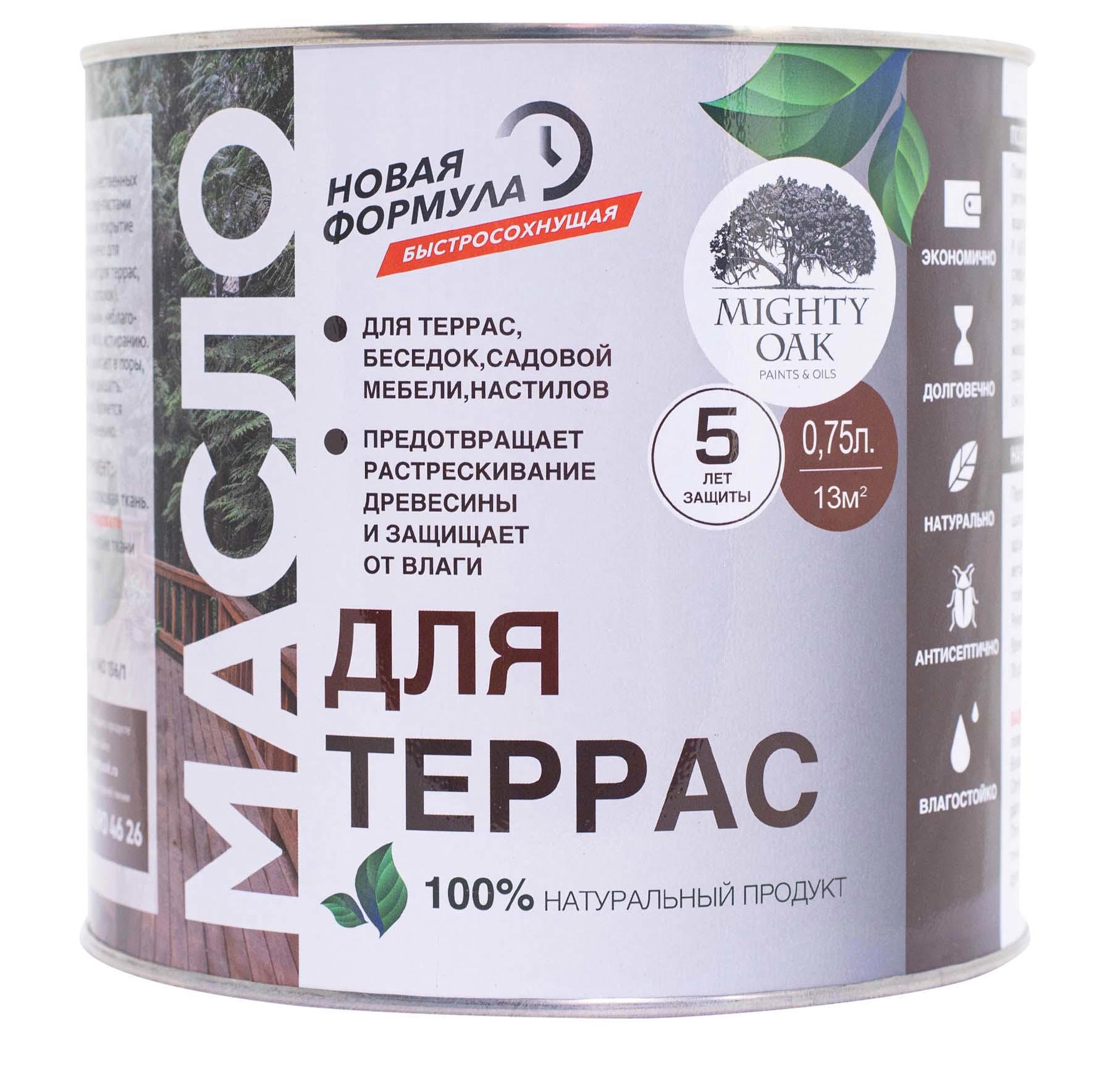 Изображение товара Масло защитное для террас Mighty Oak 0. 75 л - бесцветная защита и сохранение красоты дерева