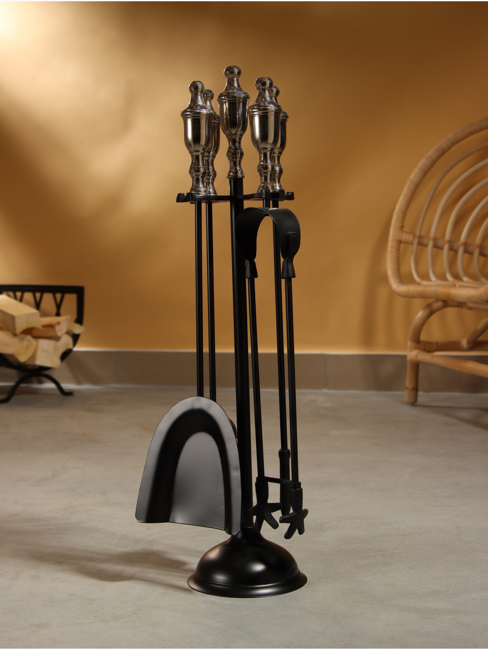 Изображение товара Каминный набор Вьюга сталь 4 предмета 13x13x61 см