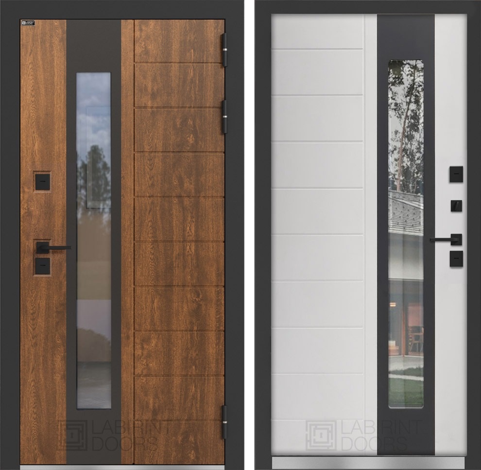 Изображение товара Входная дверь ДВЕРИ ЛАБИРИНТ Норд Плюс Правый 205x96 см Орех грецкий/Белый софт