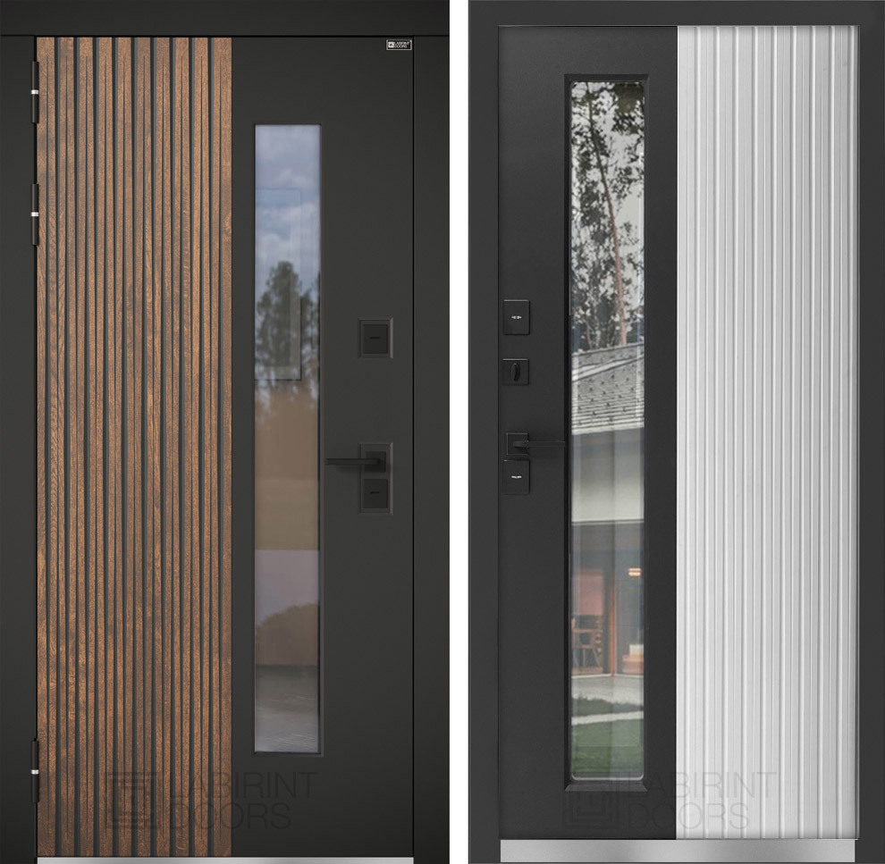 Изображение товара Входная дверь Двери Лабиринт Скандия левый 205x96см цвет орех грецкий/белый софт