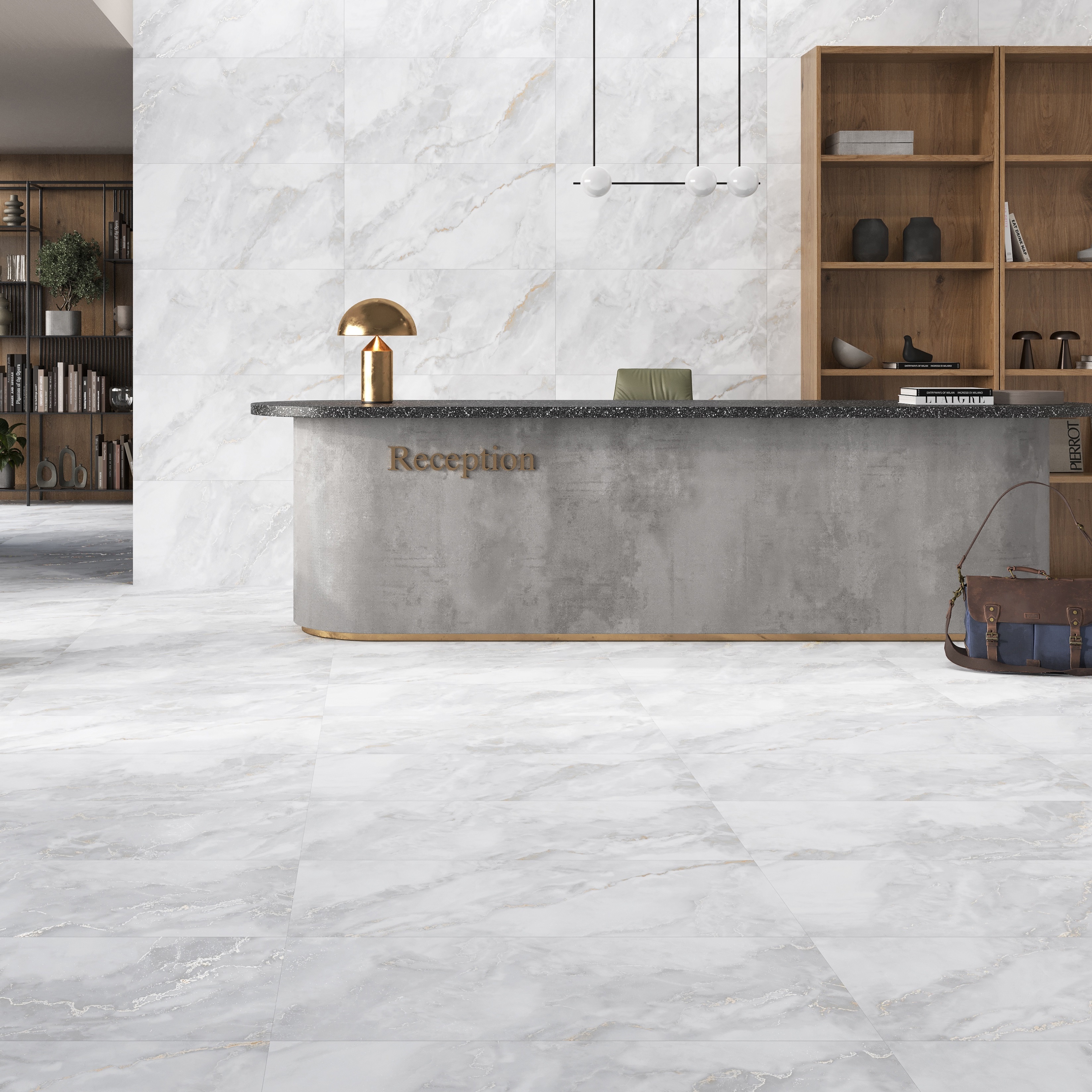 Изображение товара Глазурованный керамогранит Marble Atlanta Bianco 60x120 см 1.44 м² матовый цвет серый