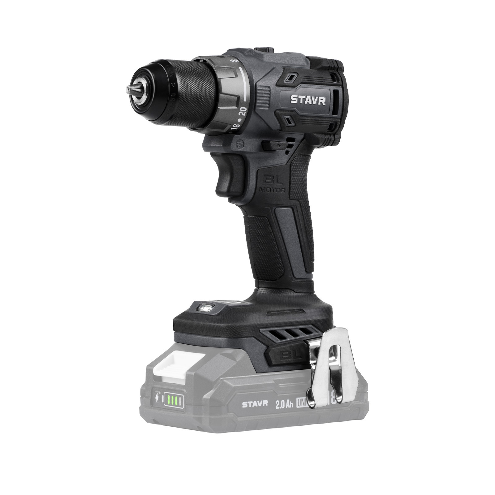 Изображение товара Аккумуляторная дрель-шуруповерт STAVR SDD 18BL 18В бесщёточная