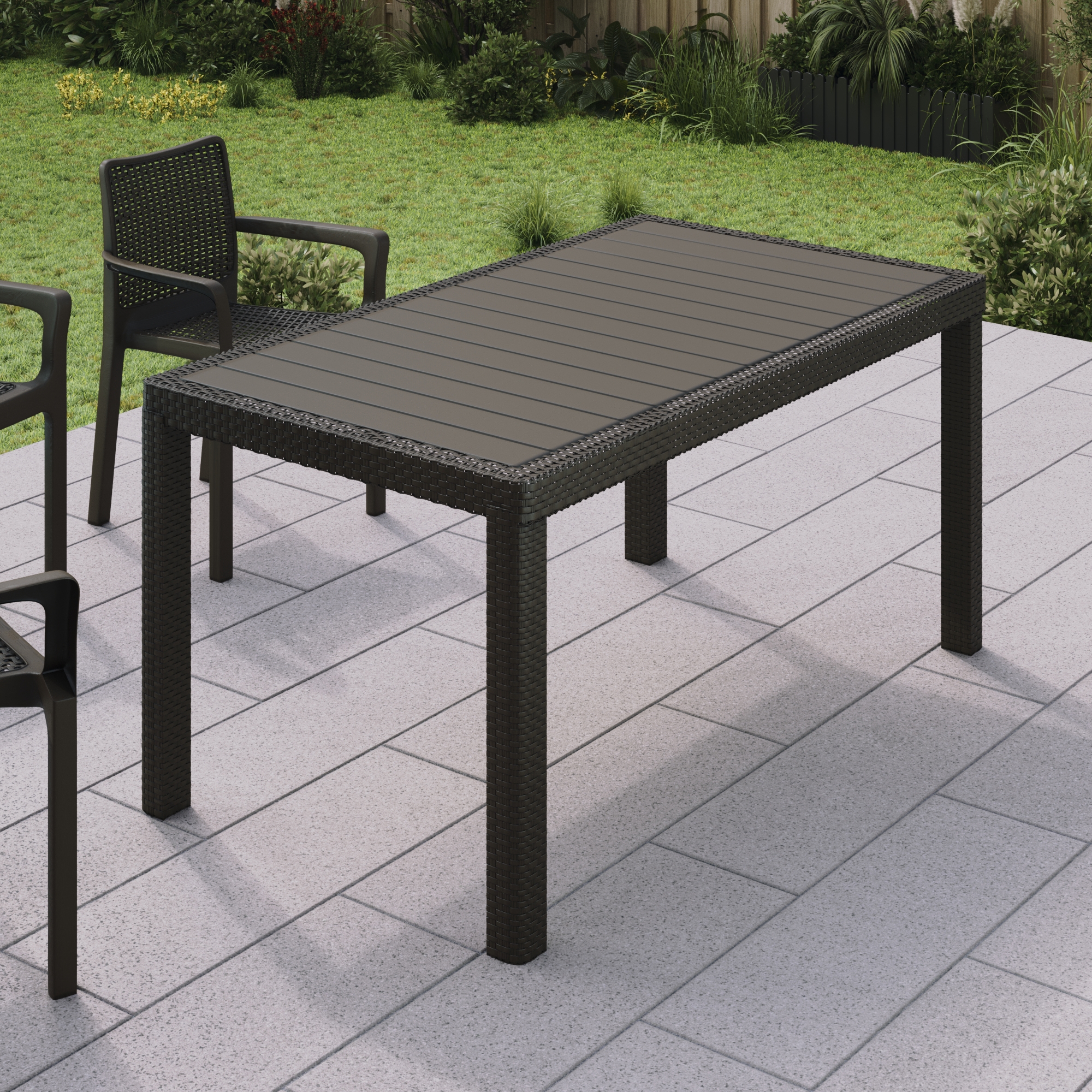 Изображение товара Садовый стол из пластика в стиле ротанга 153.2x78.9x70 см коричневый Изображение товара Садовый стол из пластика в стиле ротанга 153.2x78.9x70 см коричневый