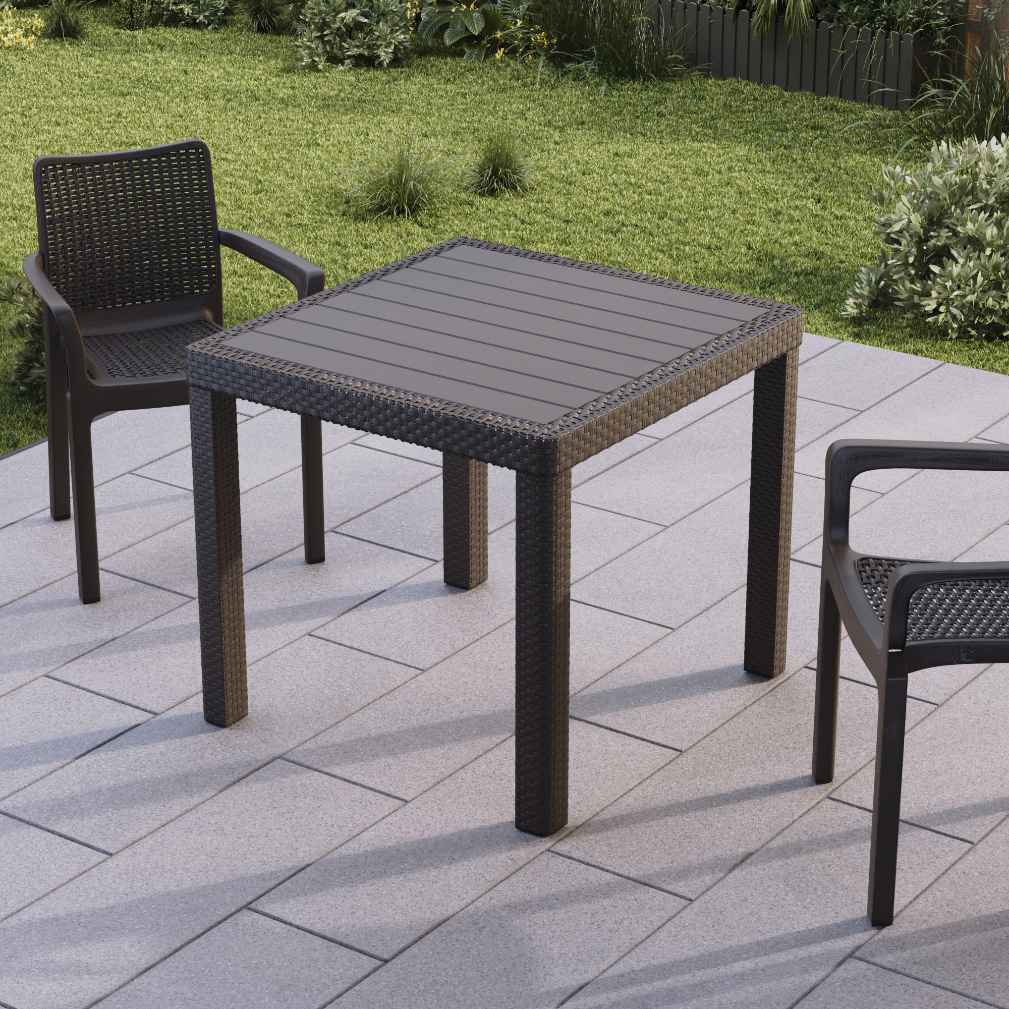 Изображение товара Пластиковый садовый стол Ingreen Rattan 78.9x78.9 см коричневый Изображение товара Пластиковый садовый стол Ingreen Rattan 78.9x78.9 см коричневый