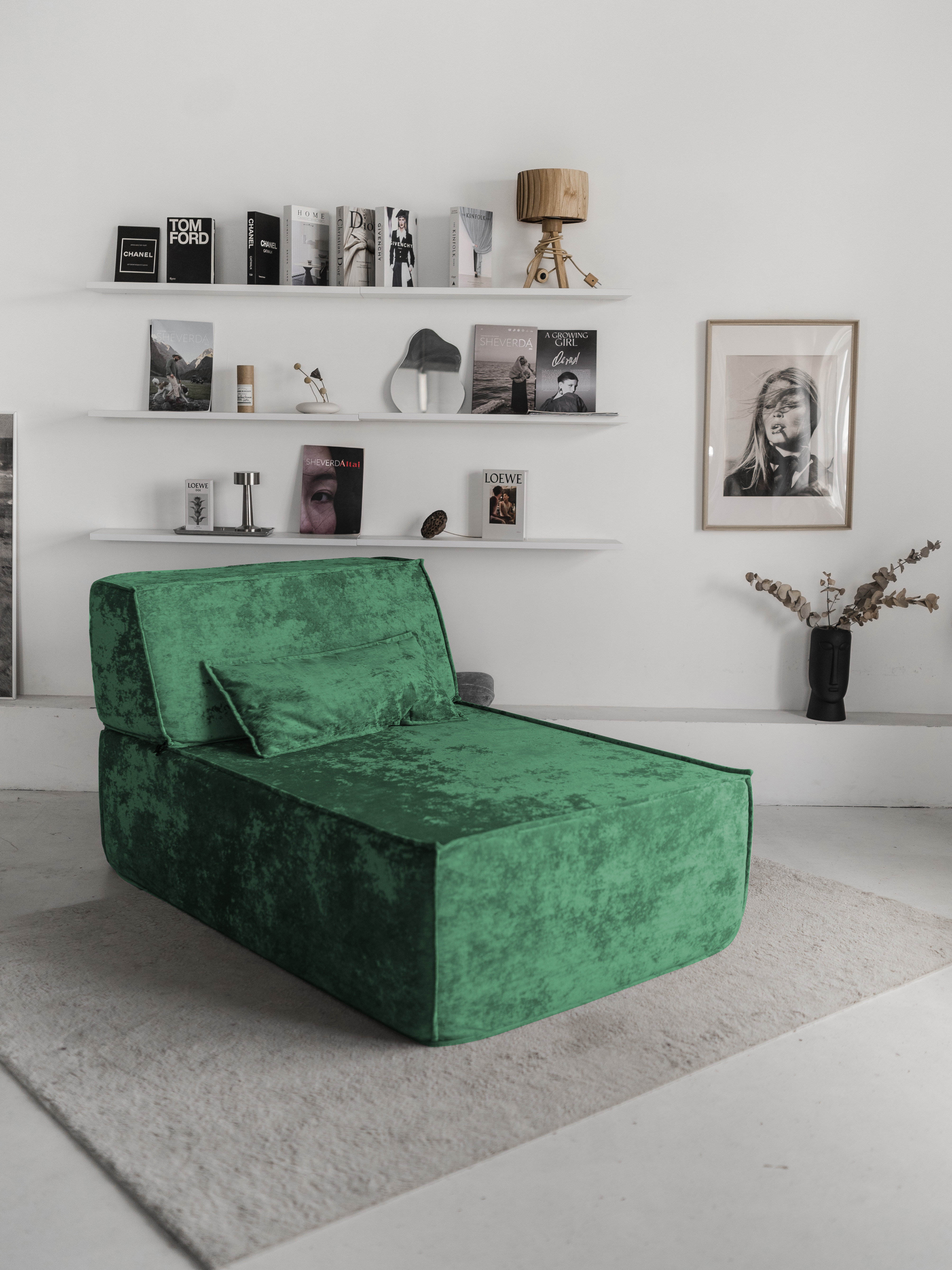 Изображение товара Оттоманка бескаркасная Диван не мебель Crush 18 150x88x100 см акрил цвет зеленый