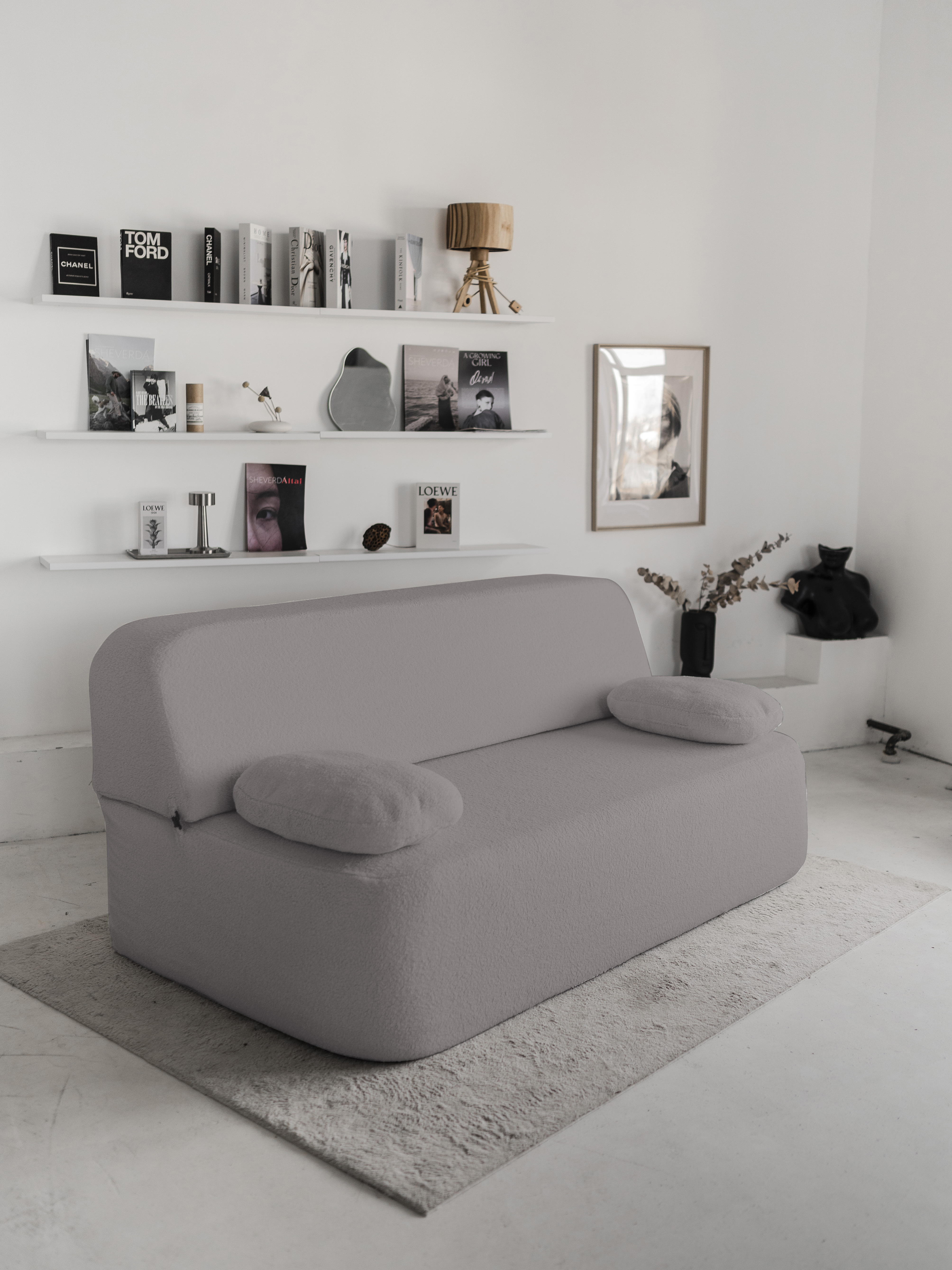 Изображение товара Диван раскладной Диван не мебель Бабл Lambeco 14 190x88x100 см искусственный мех цвет серый