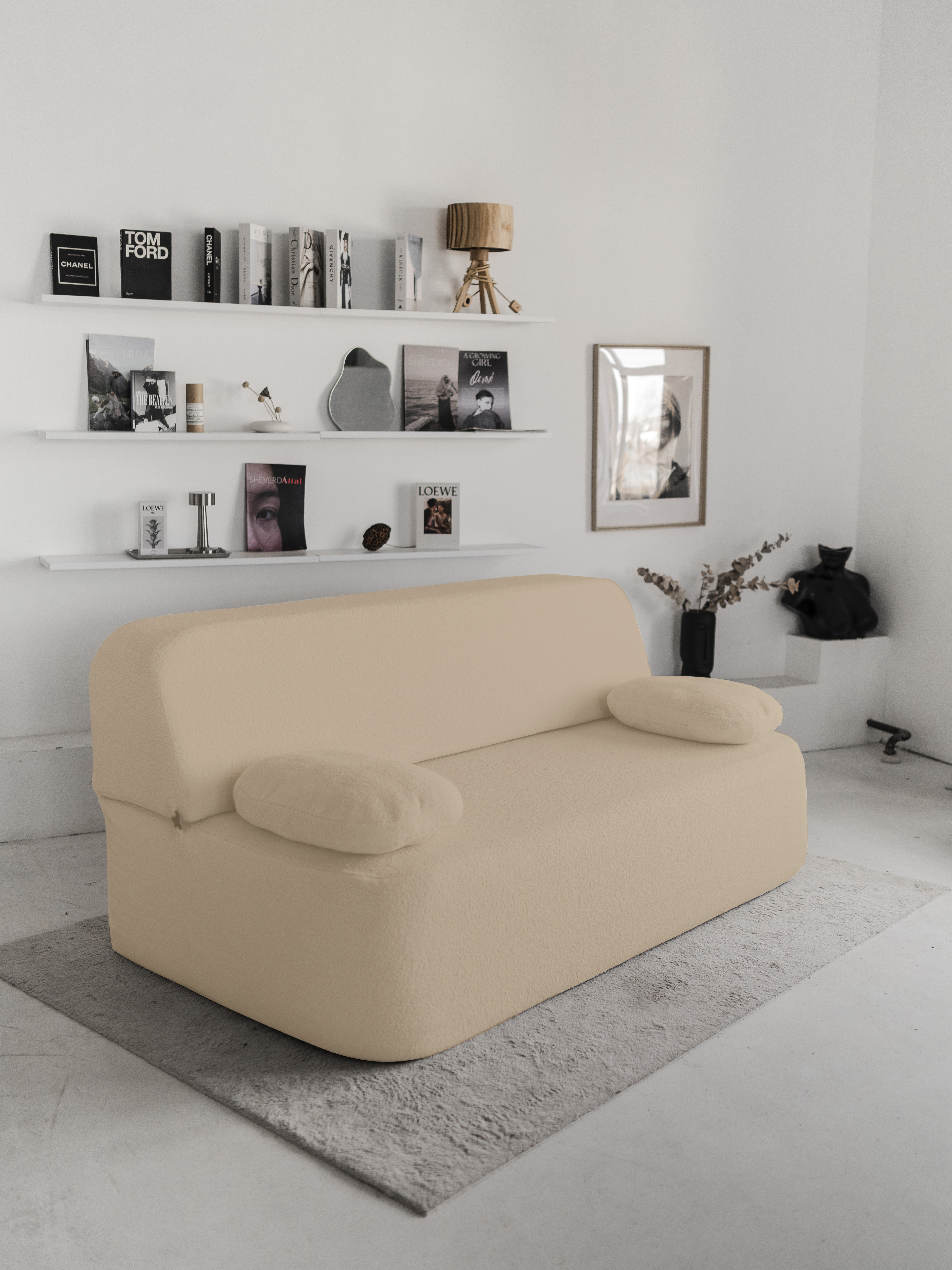 Изображение товара Диван бескаркасный Диван не мебель Бабл Lambeco 3 190x88x100 см искусственный мех цвет бежевый