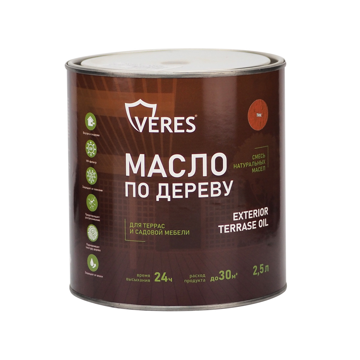 Изображение товара Масло по дереву Veres Exterior terrase oil для наружных работ цвет тик 2.5 л