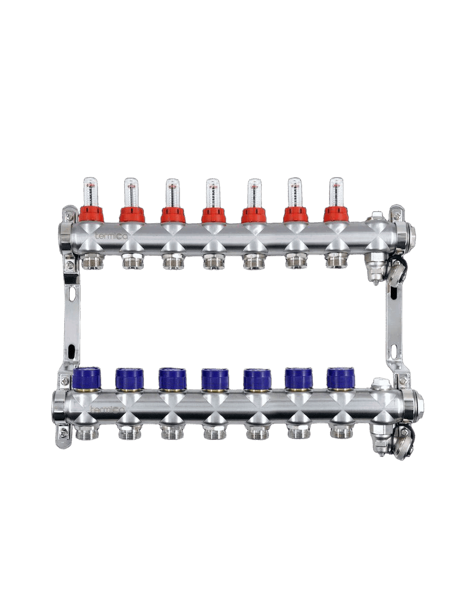 Изображение товара Коллекторная группа Termica MEX07 1"x3/4" метрическая резьба 7 выходов латунь Изображение товара Коллекторная группа Termica MEX07 1"x3/4" метрическая резьба 7 выходов латунь