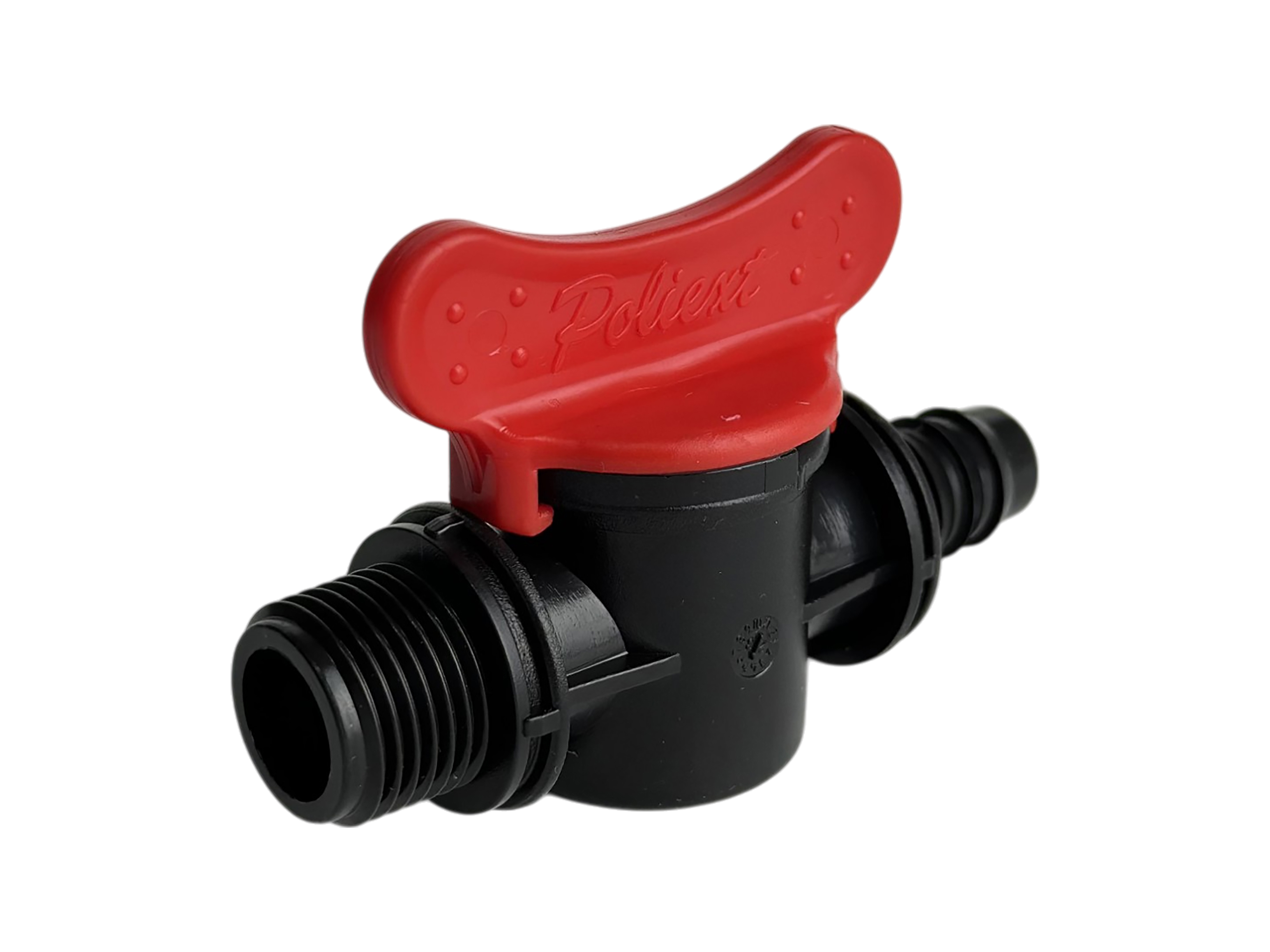 Изображение товара Кран шаровой прямой Poliext DN16 PN6 1/2" нр пластик ручка бабочка 07180165 Изображение товара Кран шаровой прямой Poliext DN16 PN6 1/2" нр пластик ручка бабочка 07180165