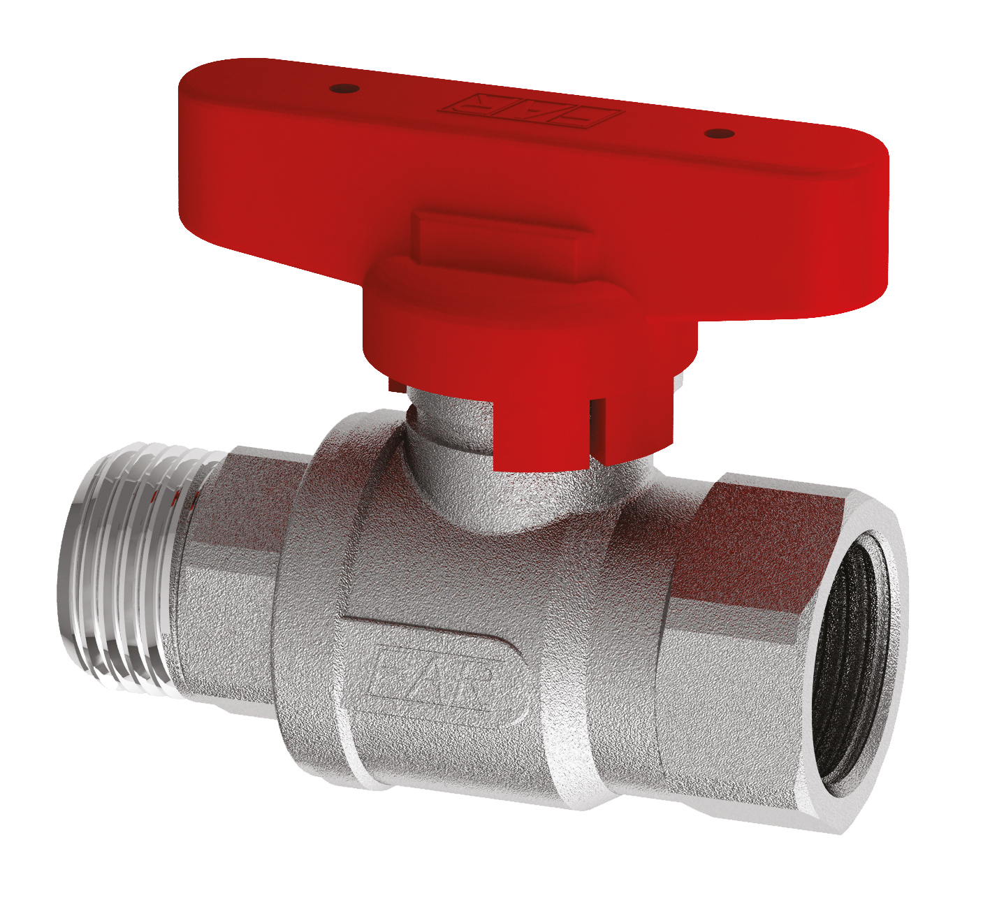 Изображение товара Кран шаровой прямой Far DN15 PN16 1/2" нр-вр латунь ручка бабочка FS 3097 12RC