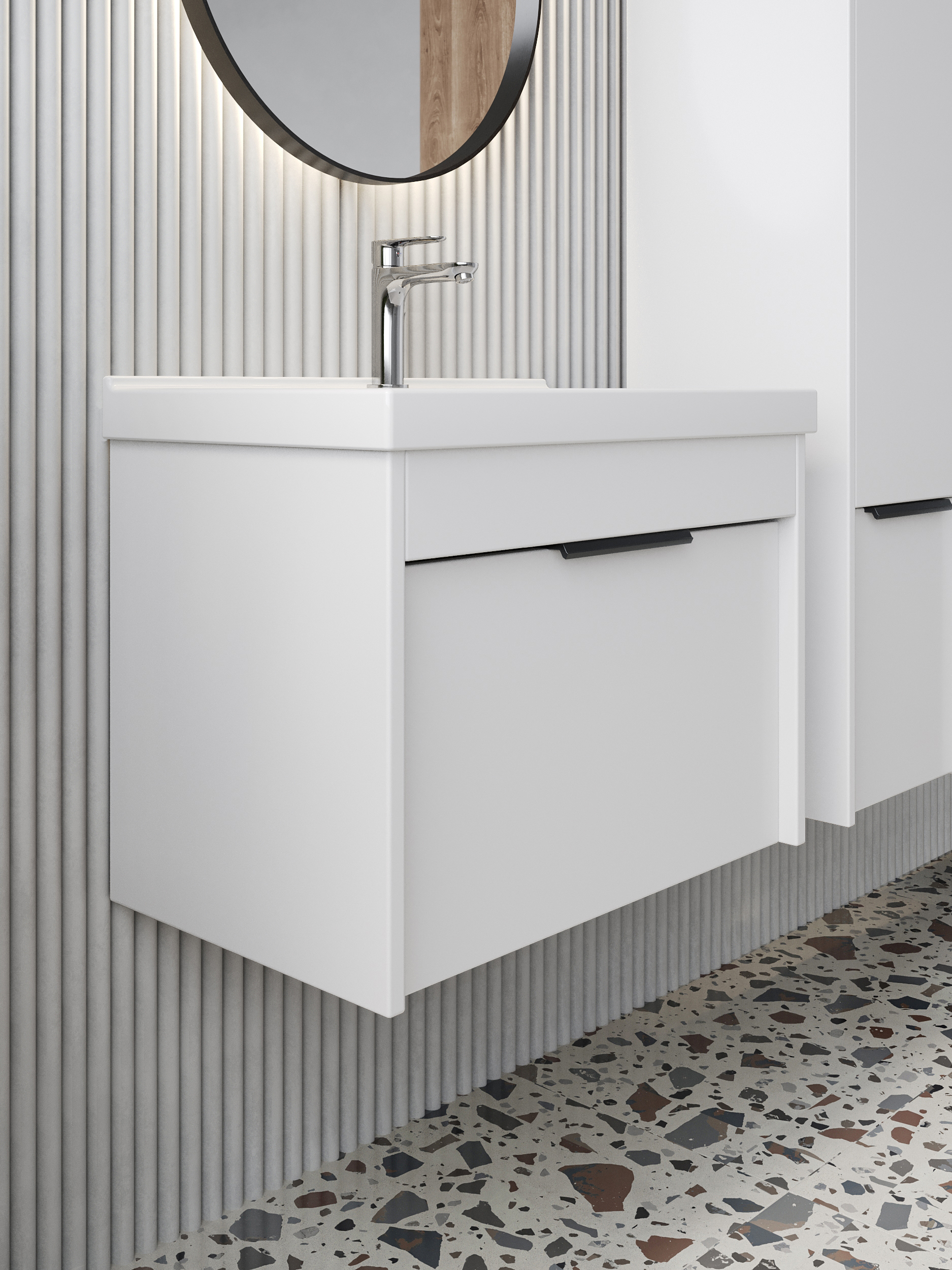 Изображение товара Тумба для ванной Storys Луи Плюс подвесная цвет белый 60 см 1 ящик под раковину