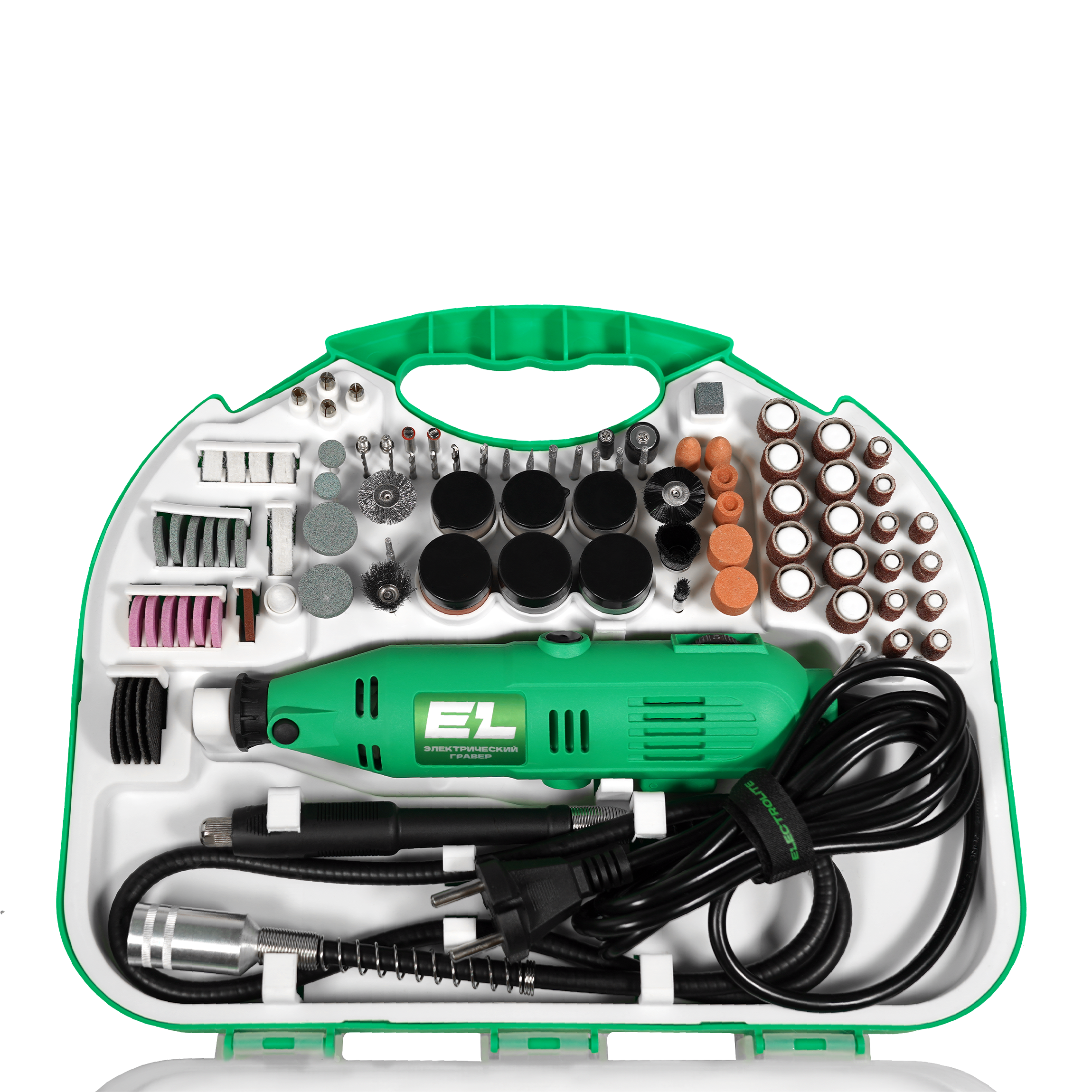 Изображение товара Гравер сетевой Electrolite ГР 200, 200 Вт, набор насадок 90 шт
