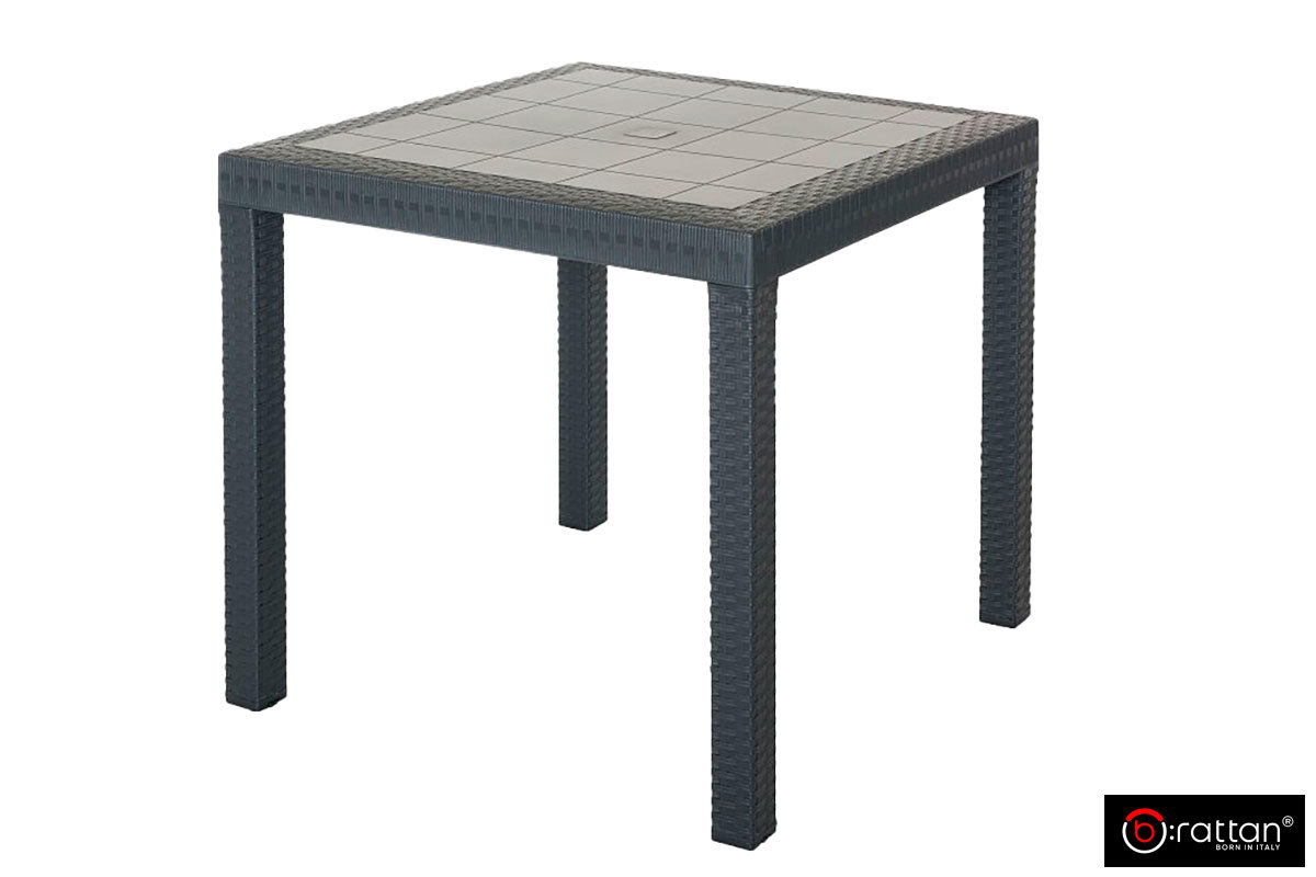 Изображение товара Стол садовый B Rattan Dallas 80 см x 80 см x 74 см пластик коричневый