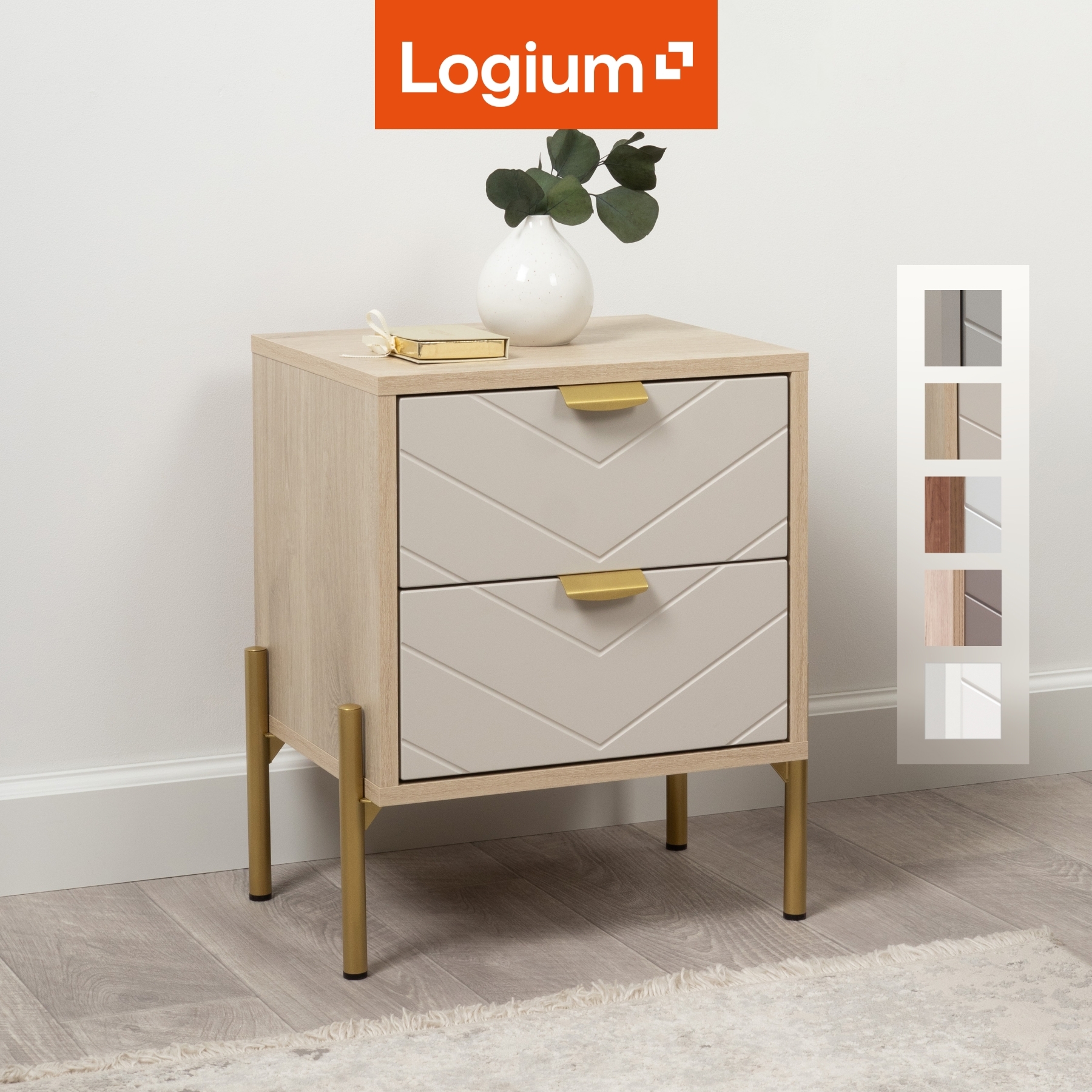 Изображение товара Прикроватная тумба Венеция 16.10 из ЛДСП 2 ящика светлый дуб классическая мебель Изображение товара Прикроватная тумба Венеция 16.10 из ЛДСП 2 ящика светлый дуб классическая мебель