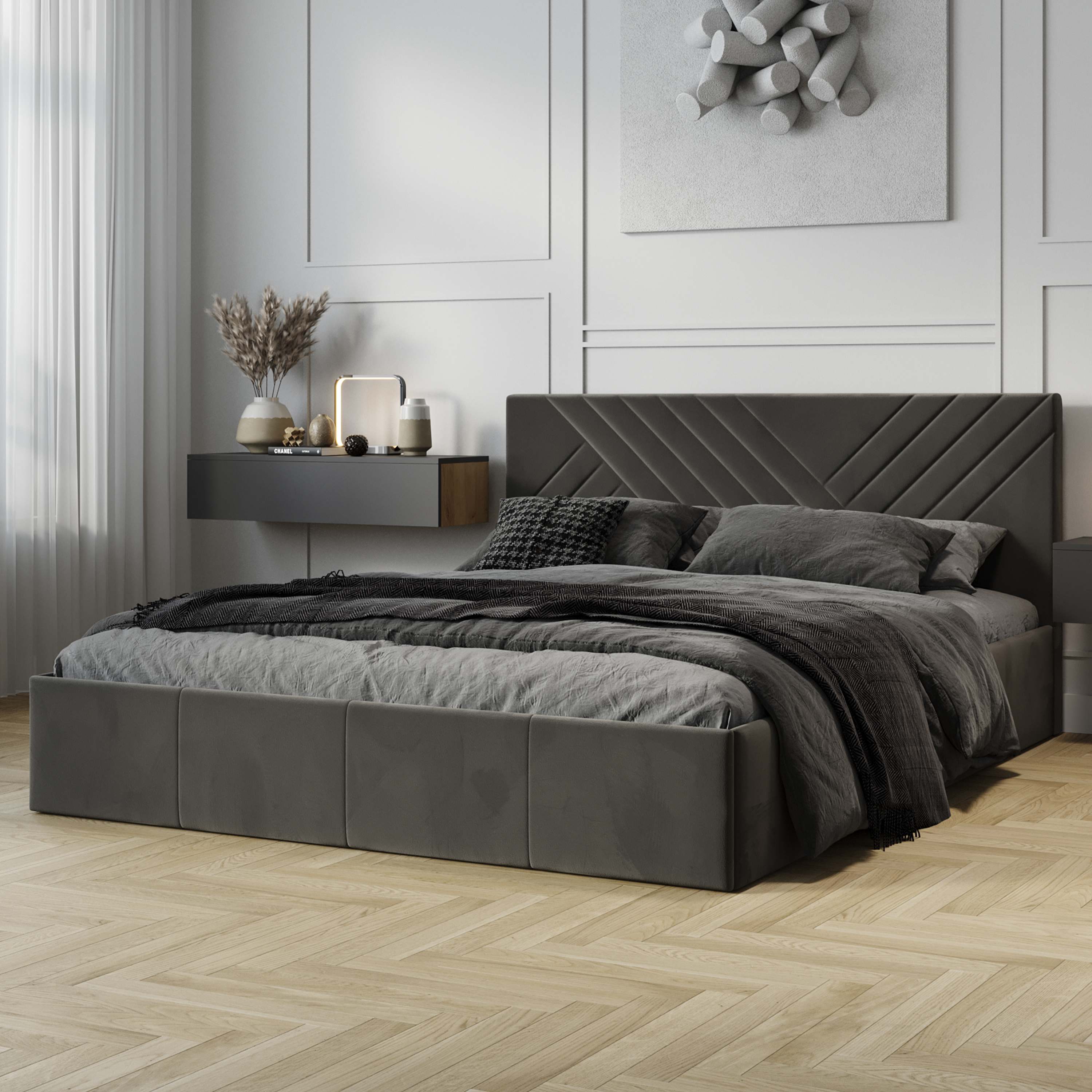 Изображение товара Кровать с подъемным механизмом Трия Делли 166x89x214 см светло-серый велюр Изображение товара Кровать с подъемным механизмом Трия Делли 166x89x214 см светло-серый велюр