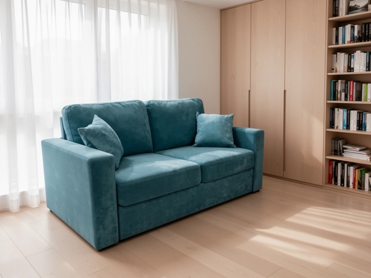 Изображение товара Диван прямой Мебель Никс Турин 165x85x90 см велюр цвет голубой