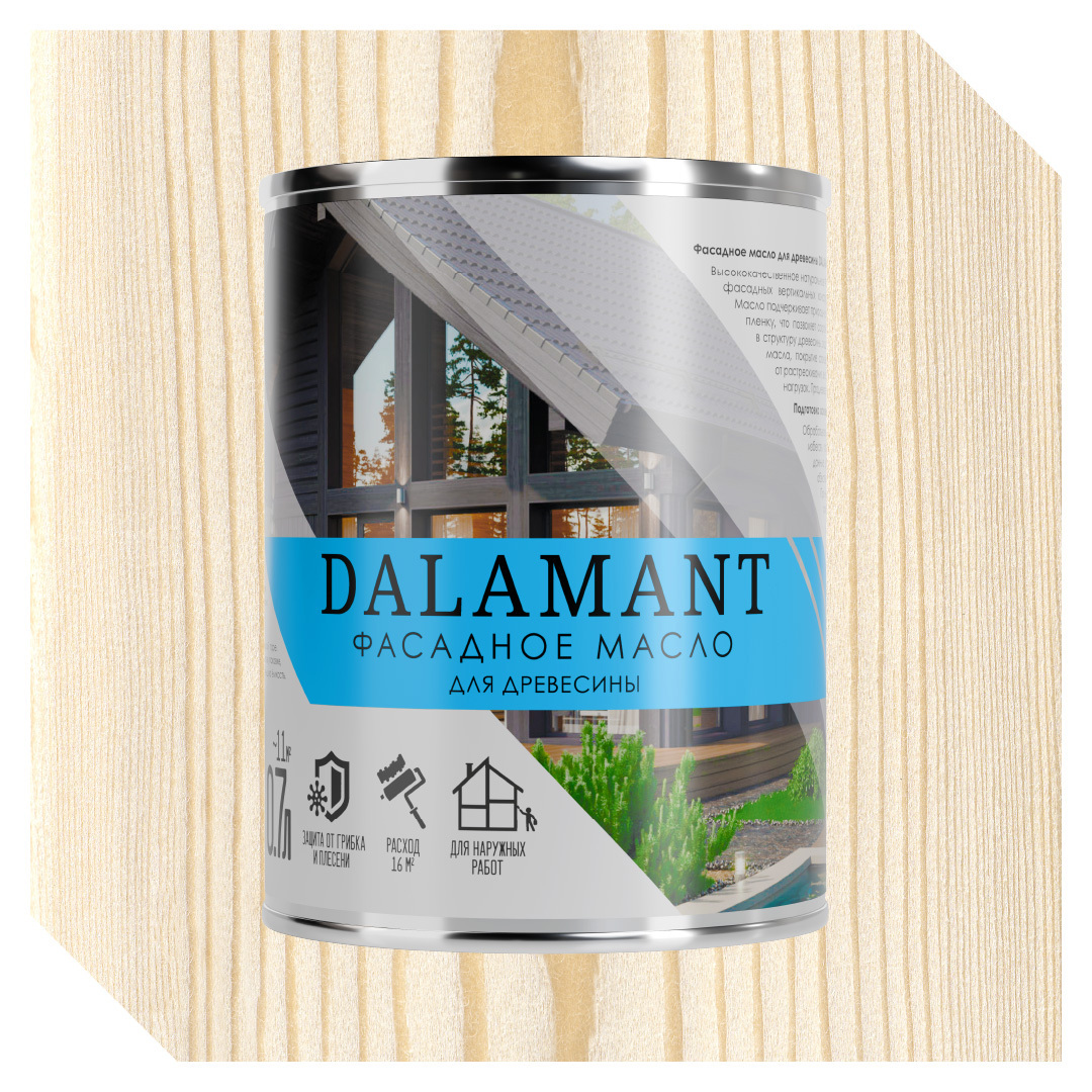 Изображение товара Фасадное масло Dalamant Белое 0. 7 л - Защита и Укрепление Древесины