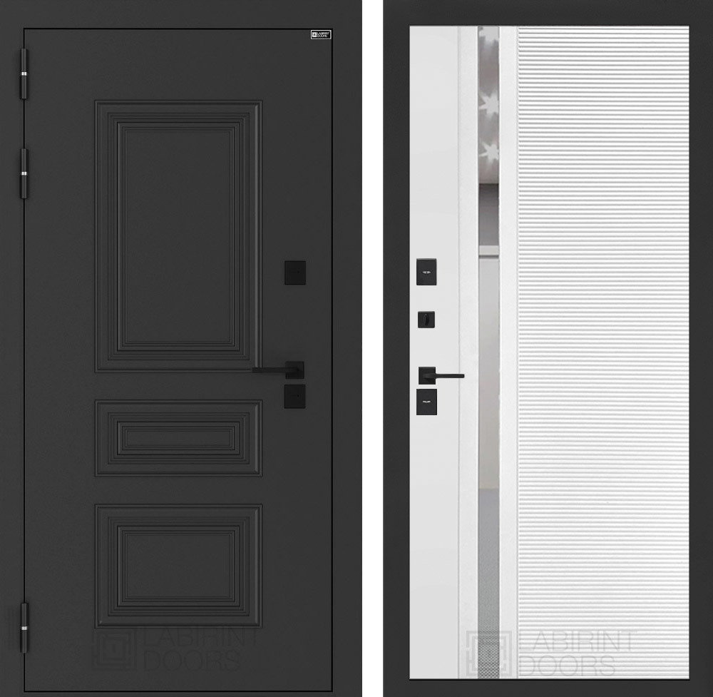 Изображение товара Входная дверь ДВЕРИ ЛАБИРИНТ Аляска Лайт П31 Левый 205x96 см, Муар черный/Белый софт