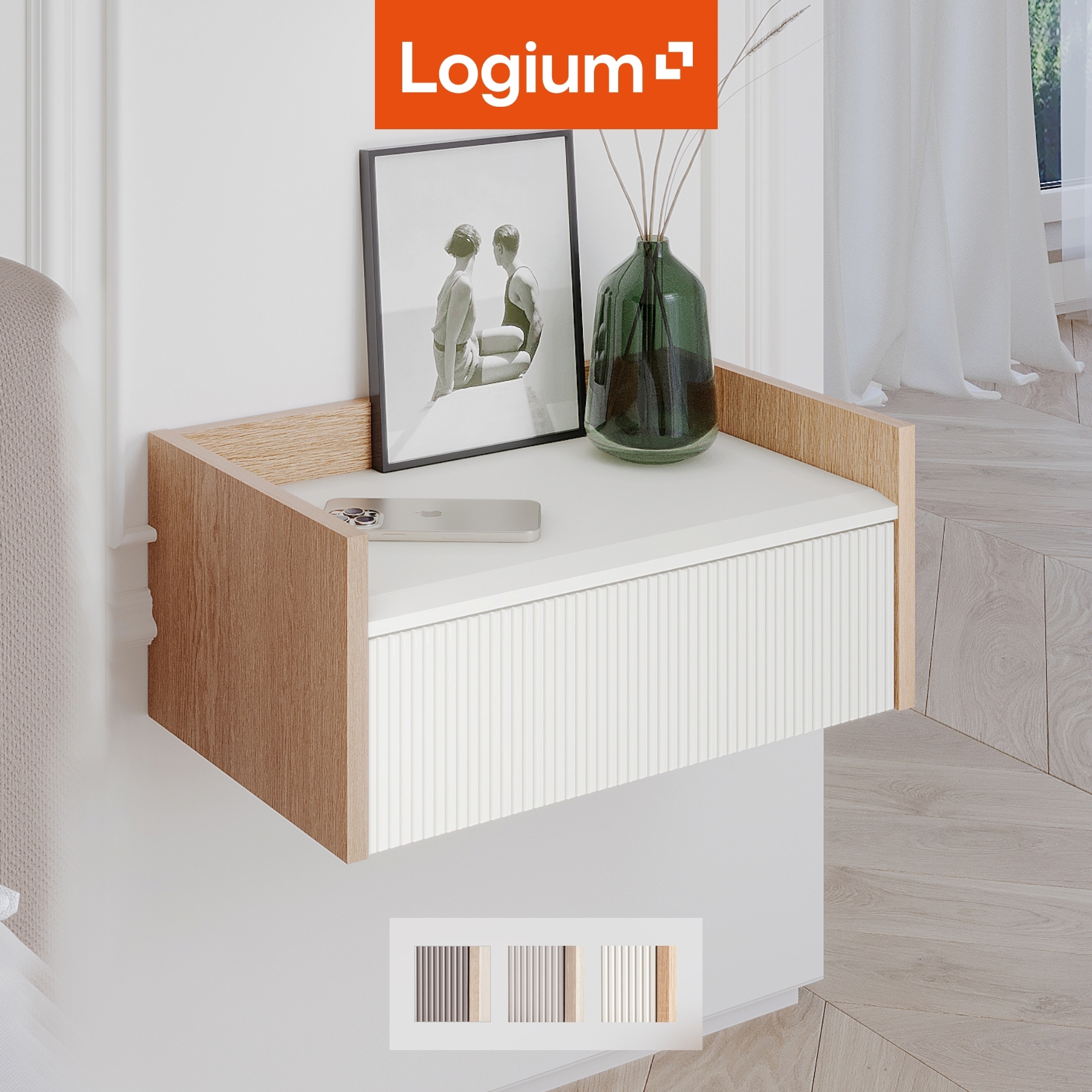 Изображение товара Тумба прикроватная Egregor Наоми 50x21.5x30 см с ящиком и матовым покрытием