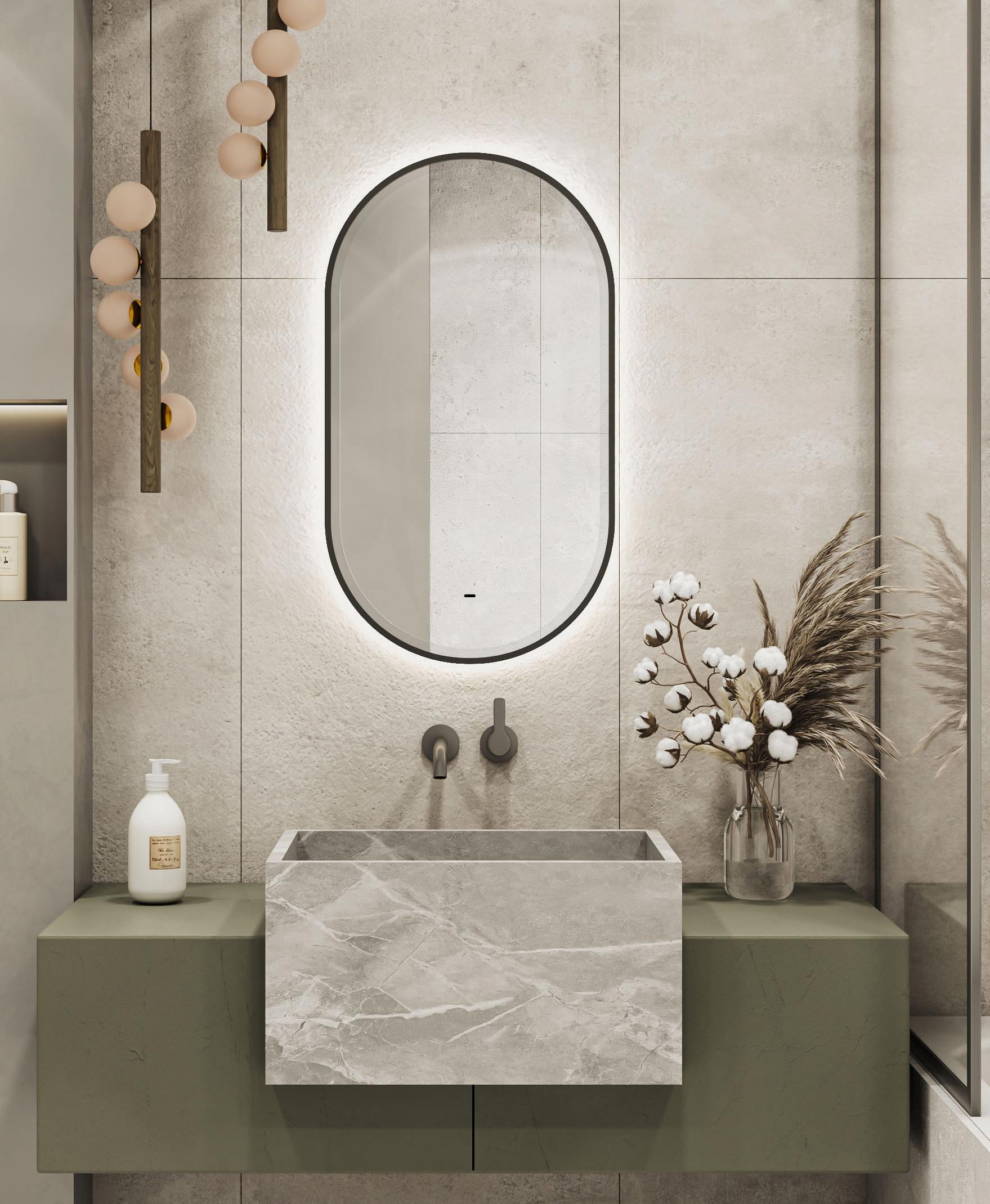 Изображение товара Зеркало в ванную с LED-подсветкой Velor 45x80 см современное