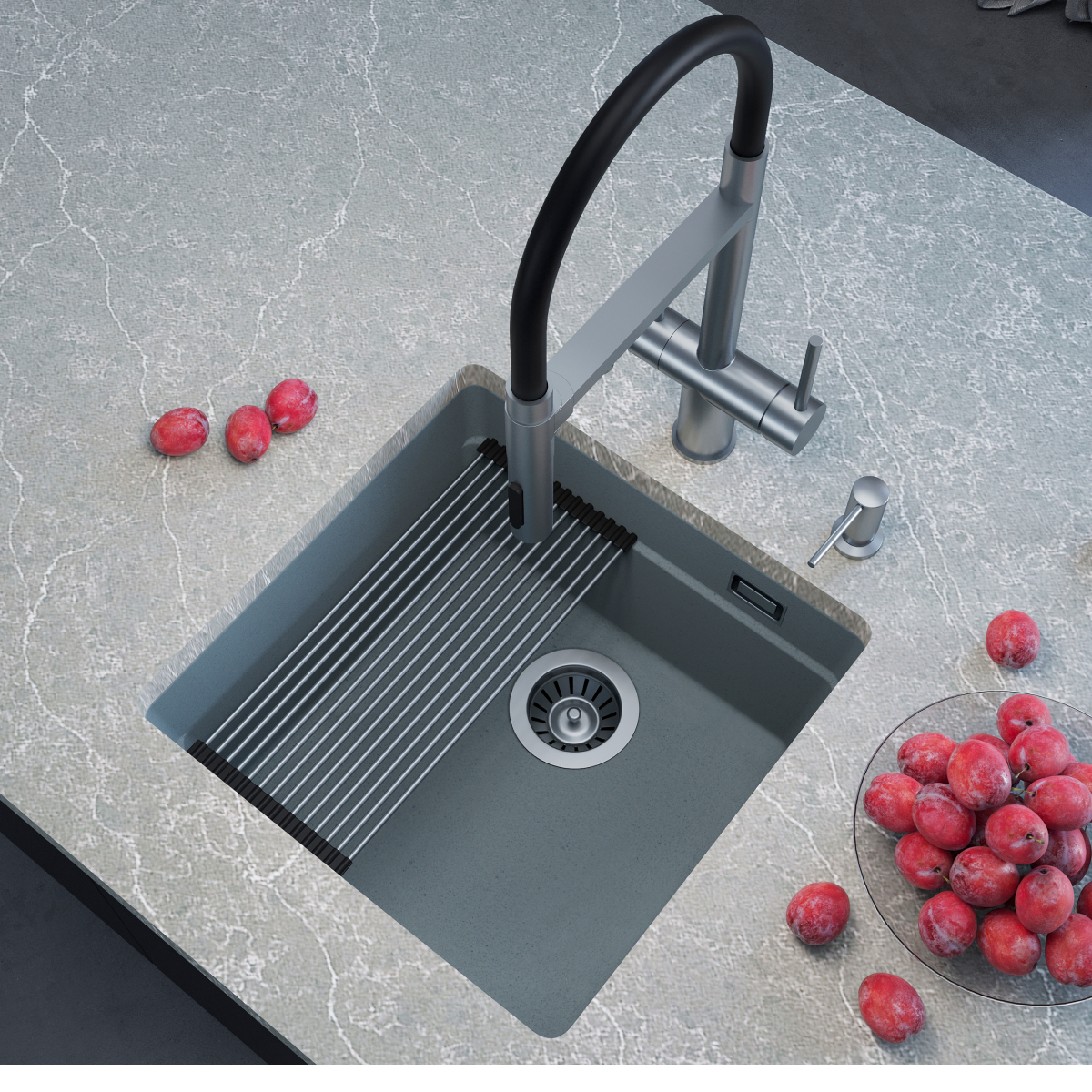 Изображение товара Мойка для кухни Grandex aqua COMFORT 46U CONCRETE 39.5x40 см глубина чаши 20 см кварц цвет бетон Изображение товара Мойка для кухни Grandex aqua COMFORT 46U CONCRETE 39.5x40 см глубина чаши 20 см кварц цвет бетон