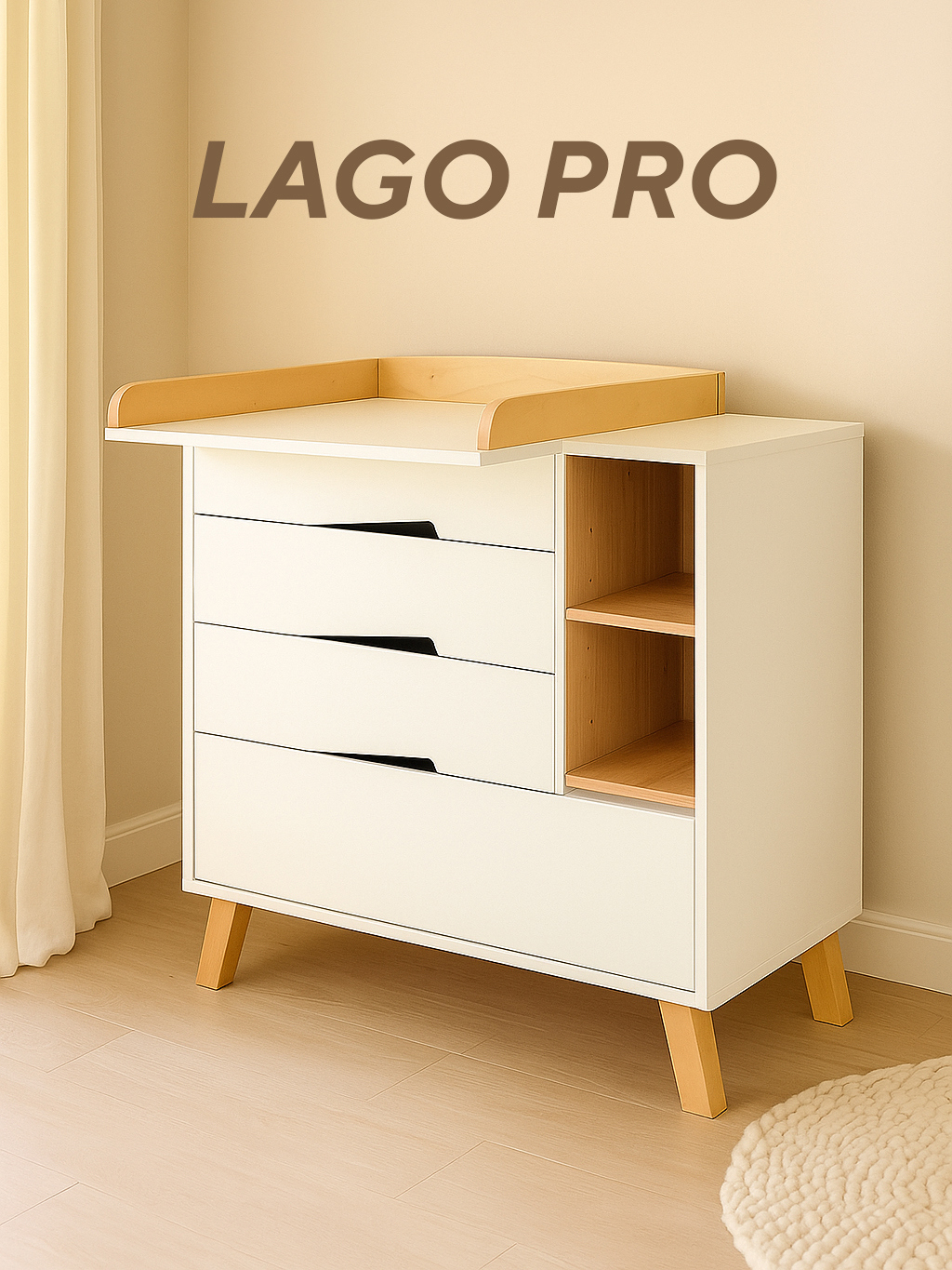 Изображение товара Пеленальный стол Rant Lago pro 4 ящика вес до 25 кг цвет белый Изображение товара Пеленальный стол Rant Lago pro 4 ящика вес до 25 кг цвет белый