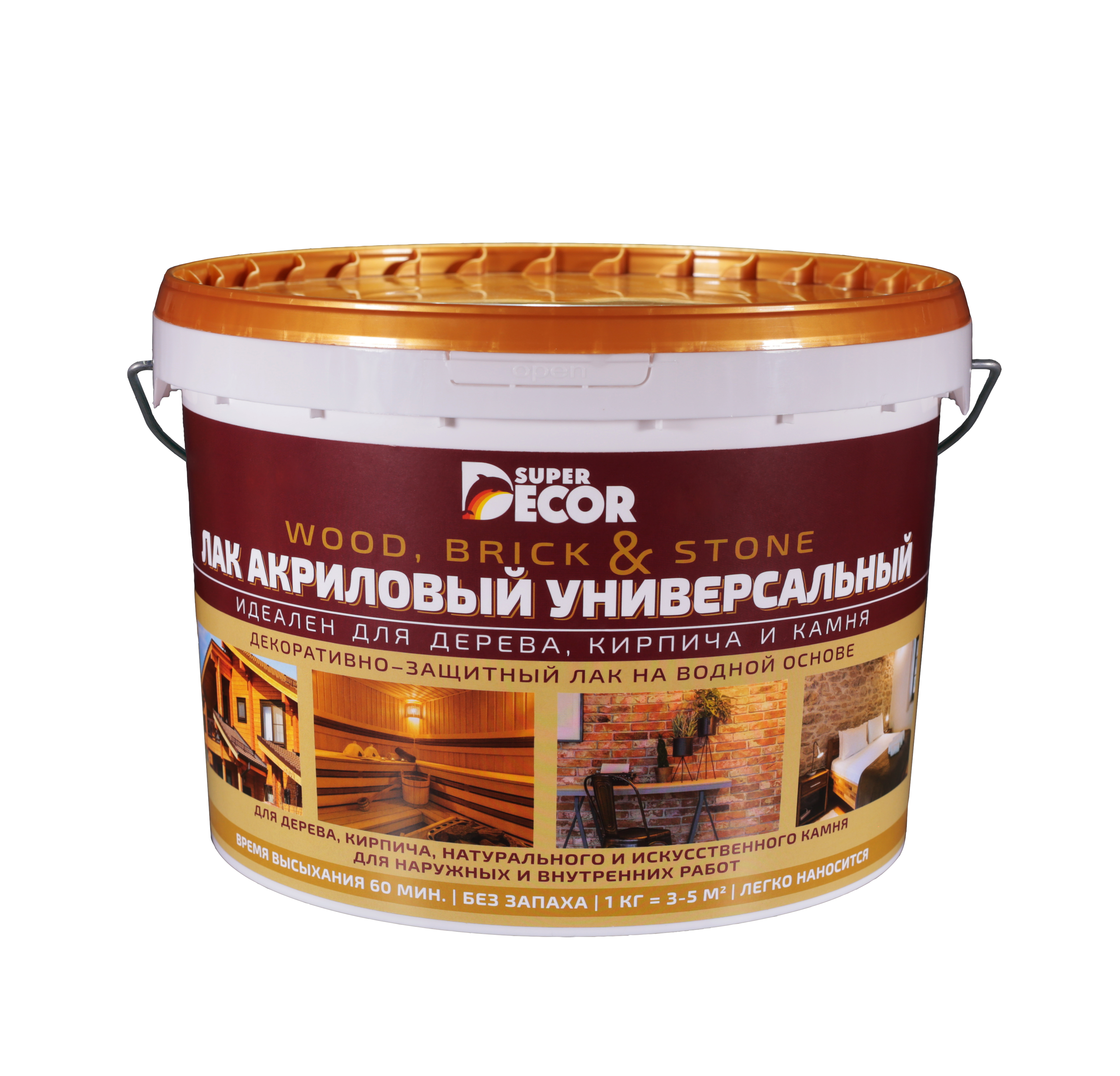 Изображение товара Лак акриловый универсальный SUPER DECOR полуматовый прозрачный 10 кг