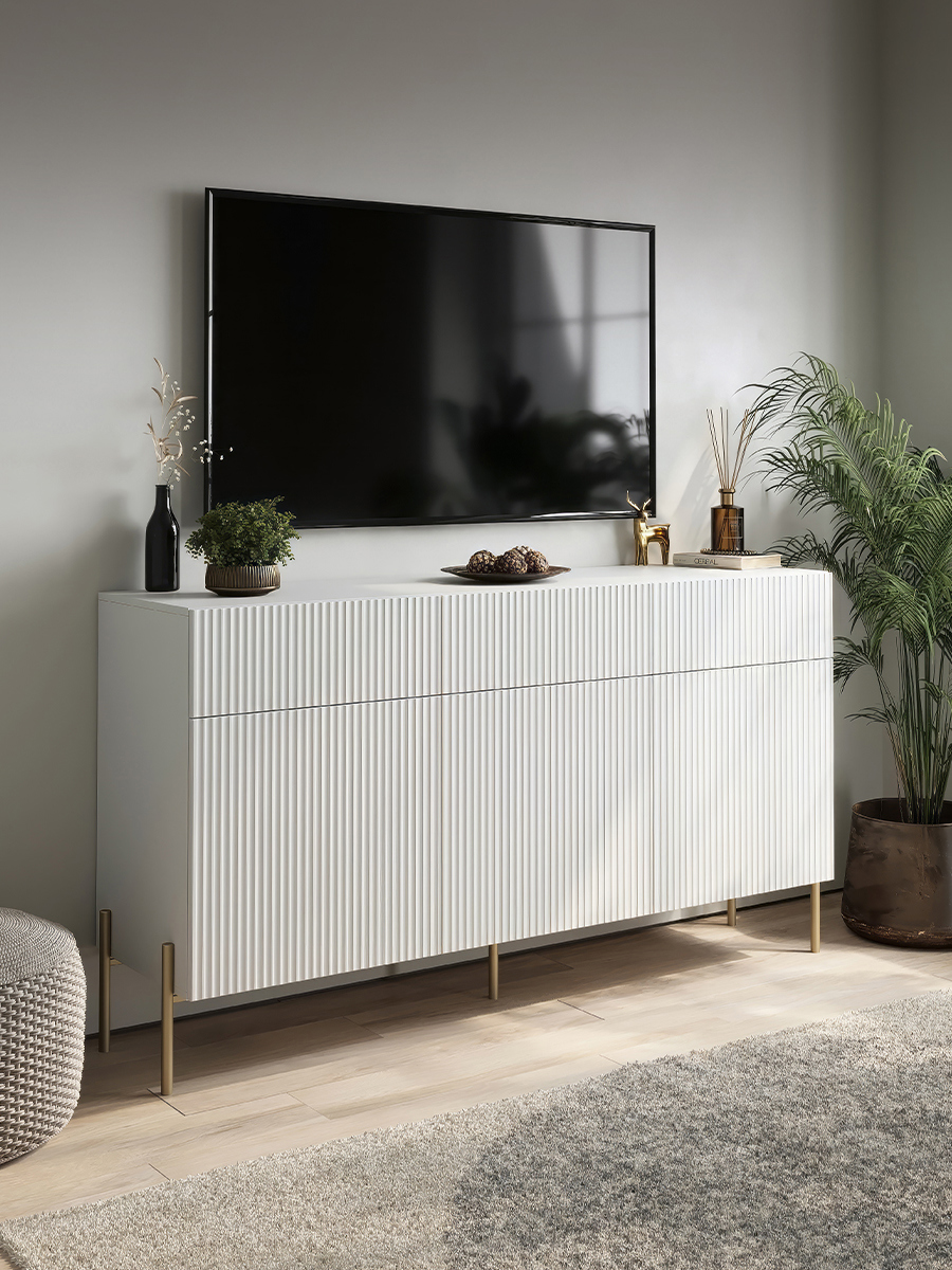 Изображение товара Комод Puzzlemebel Линси 3 ящика 150x40x82.5 см МДФ цвет белый Изображение товара Комод Puzzlemebel Линси 3 ящика 150x40x82.5 см МДФ цвет белый