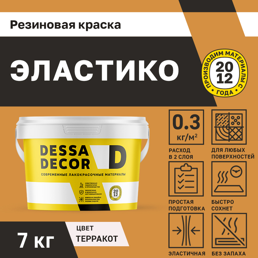 Изображение товара Резиновая краска для стен Dessa Decor Эластико матовая цвет терракот 7 кг