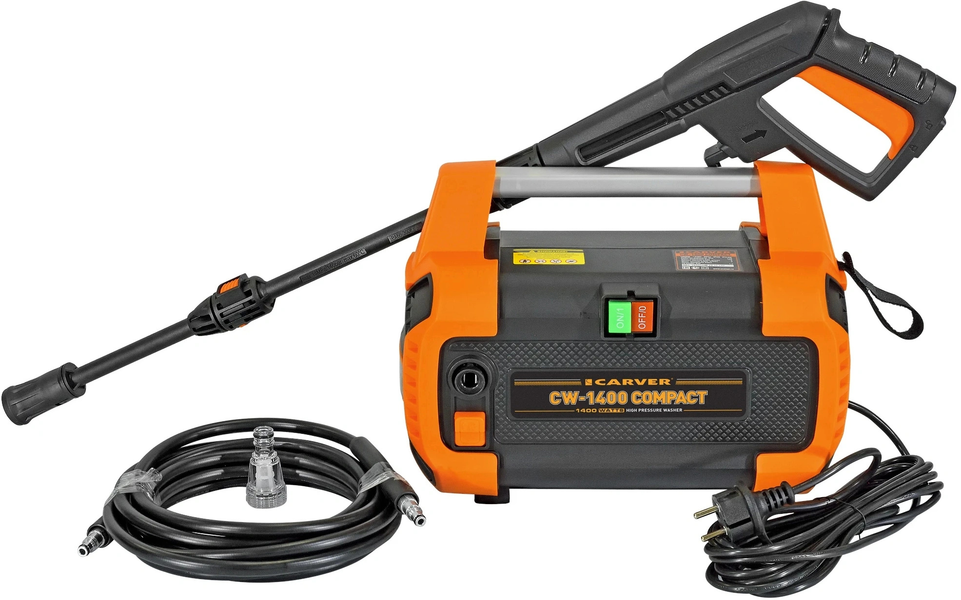 Изображение товара Мойка высокого давления сетевая Carver CW-1400 Compact, 90 бар, 390 л/ч Изображение товара Мойка высокого давления сетевая Carver CW-1400 Compact, 90 бар, 390 л/ч